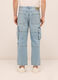 Jeans cargo in denim di puro cotone uomo_1