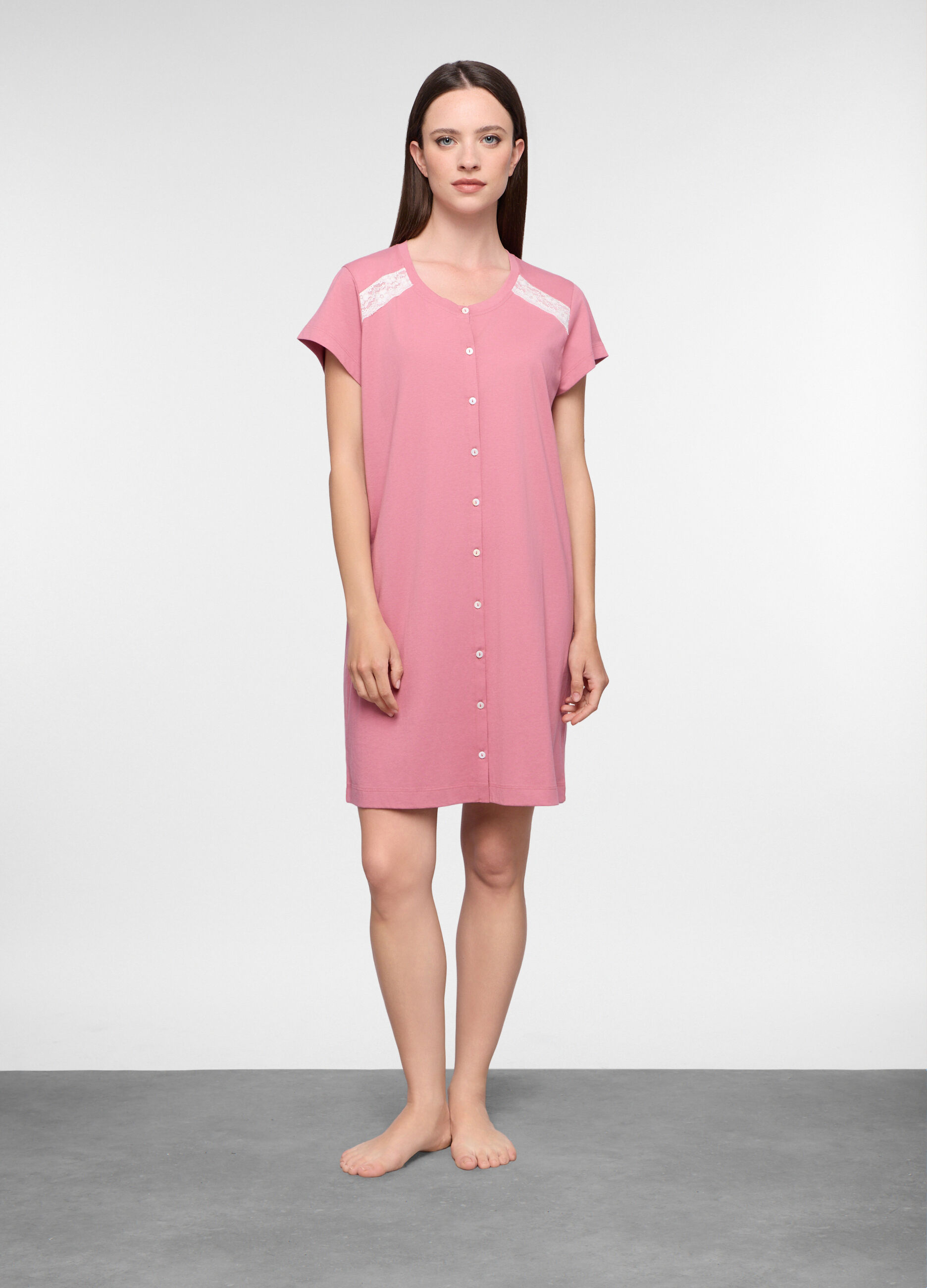 Camicia da notte in jersey di puro cotone donna_0