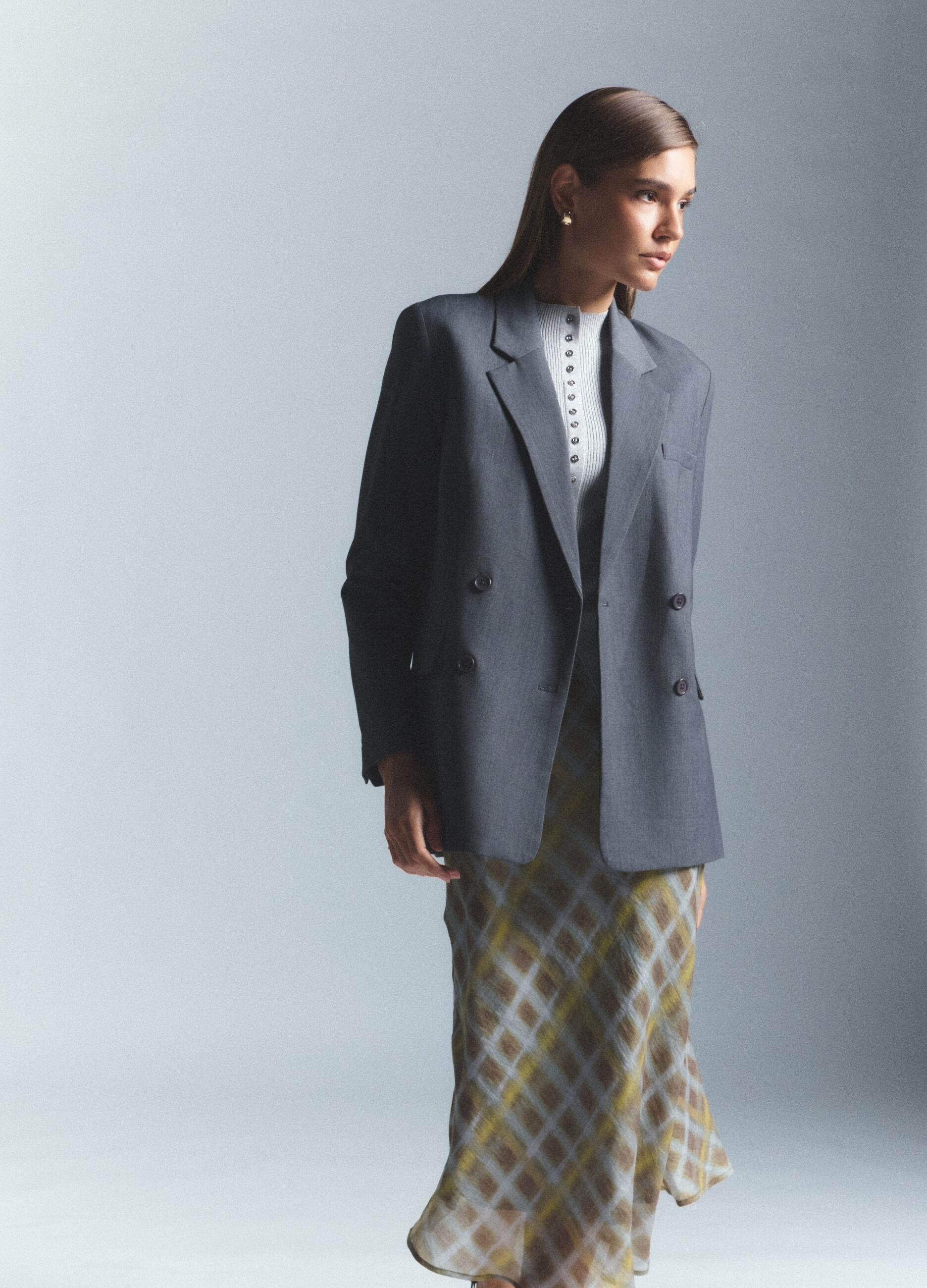Blazer doppiopetto con collo reverse misto viscosa stretch donna_1