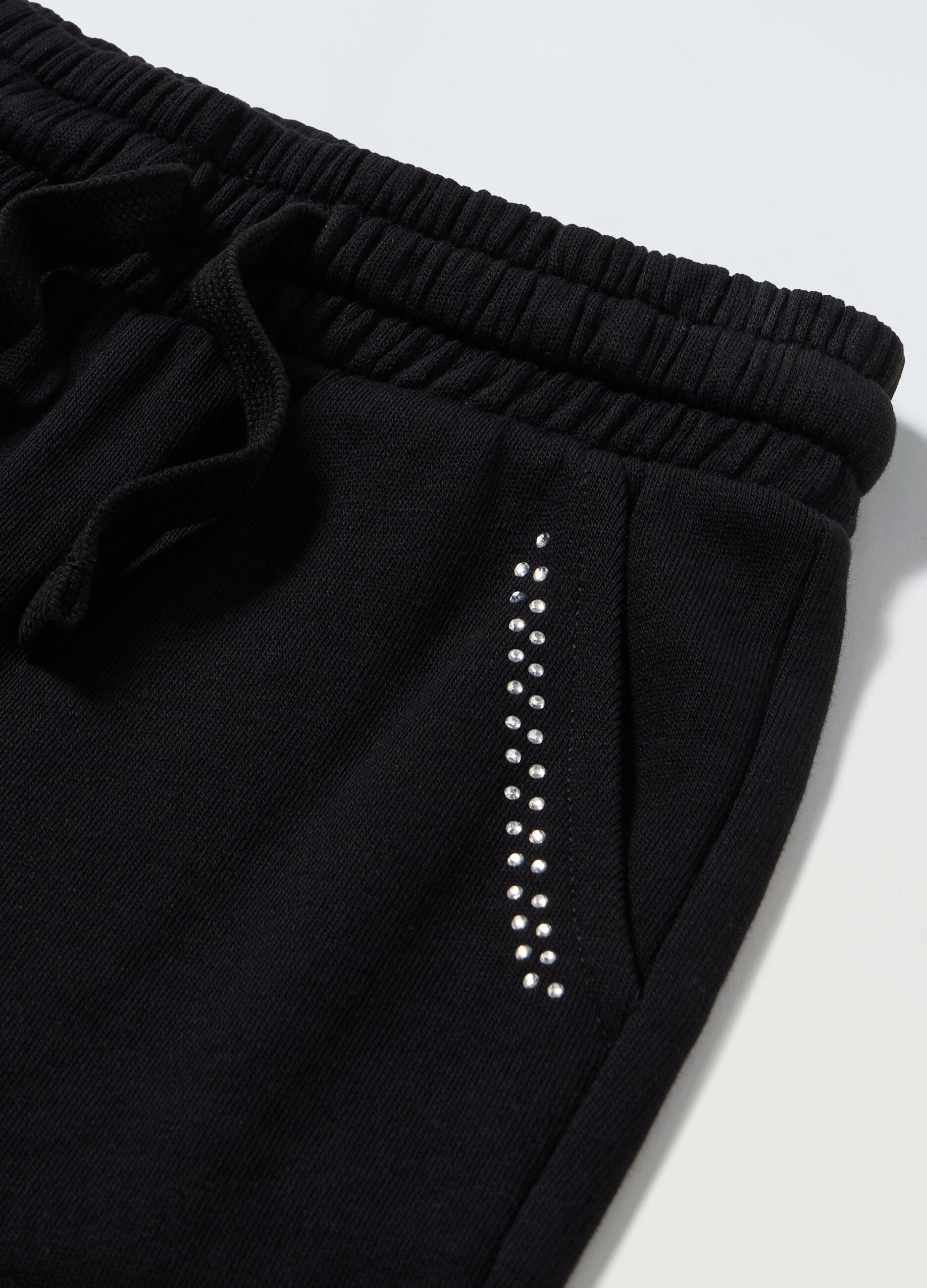 Jogger in puro cotone con strass bambina_1