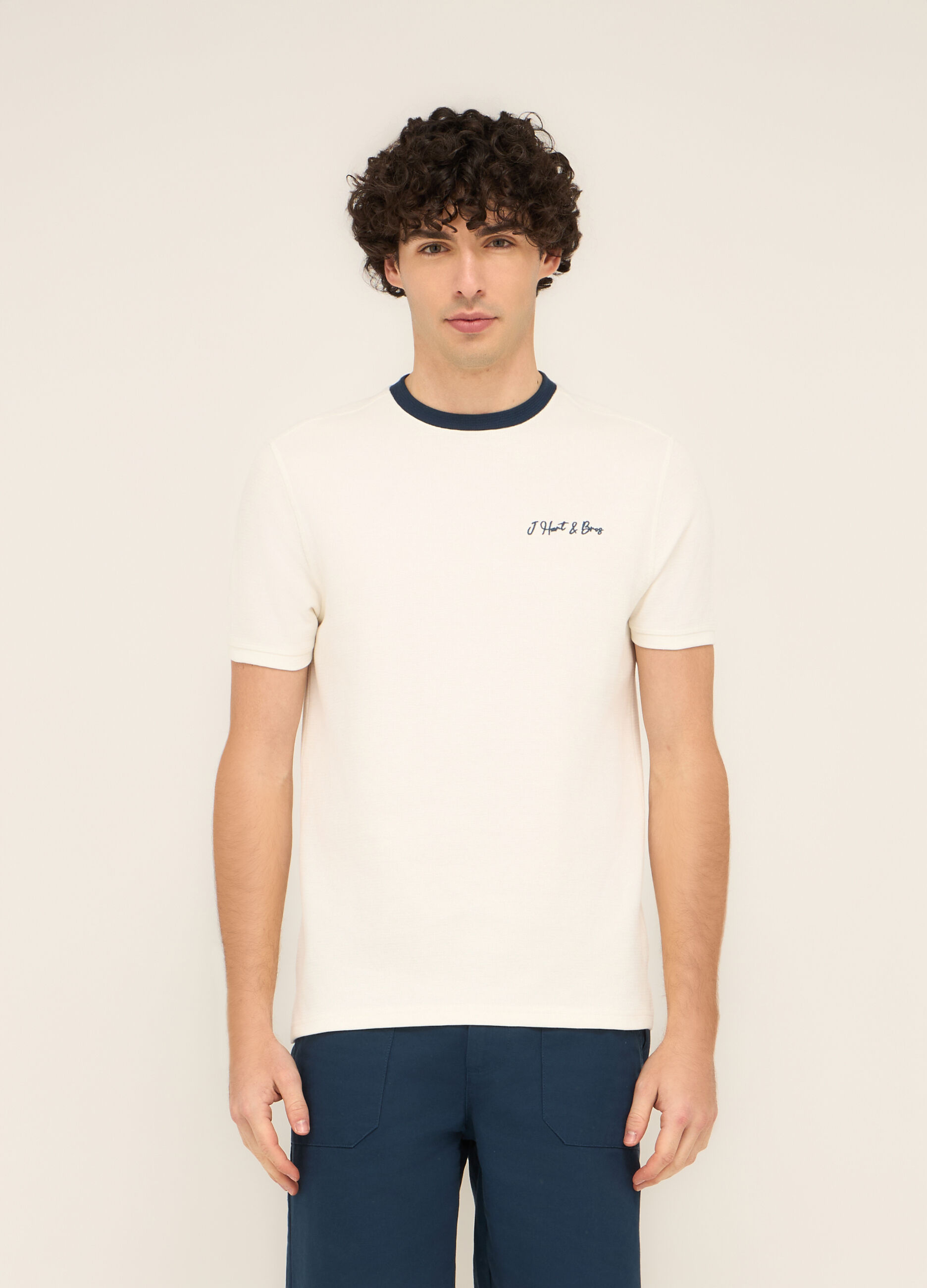T-shirt girocollo in cotone nido d'ape uomo_0