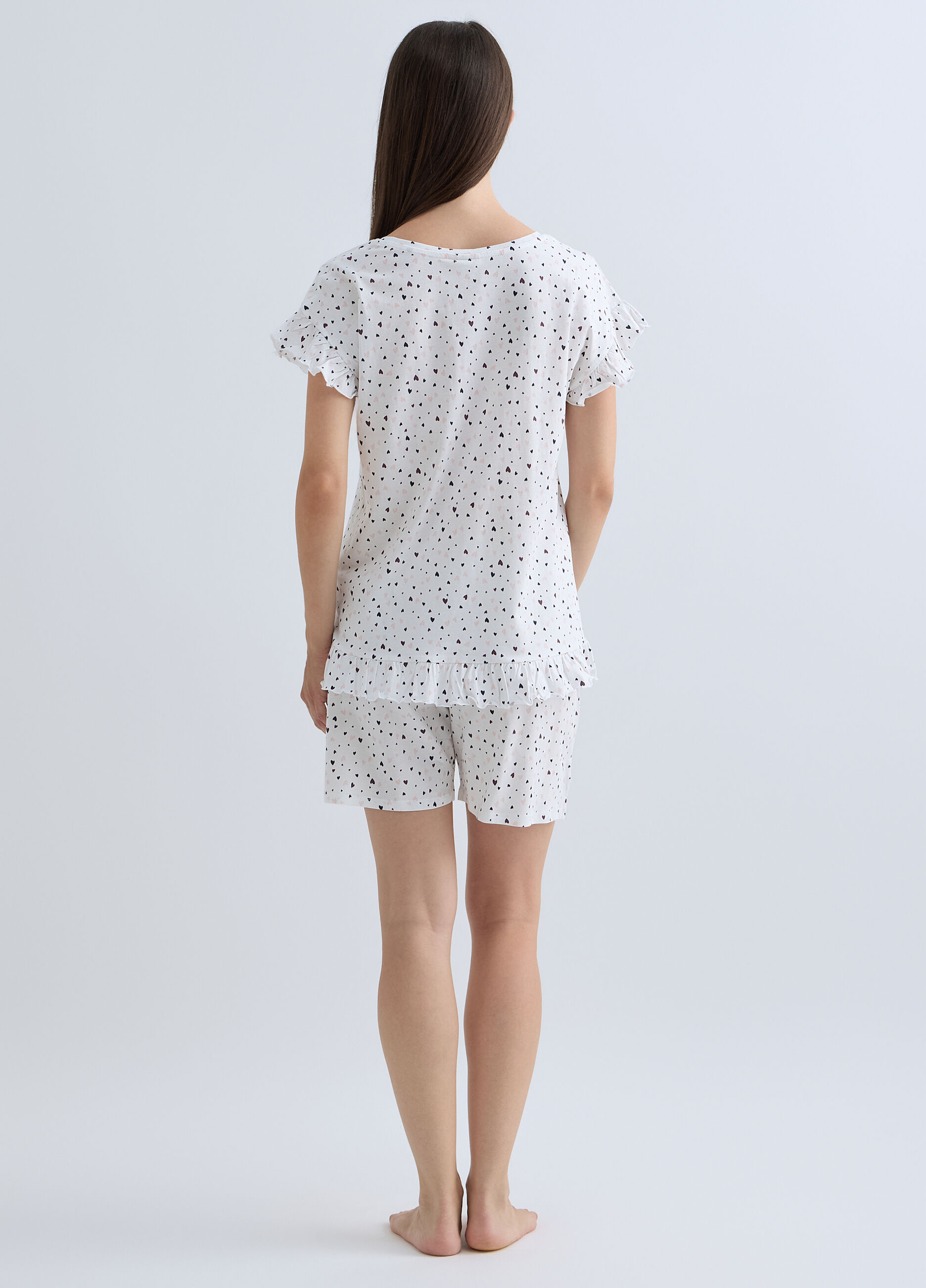 Pigiama corto in puro cotone donna_1