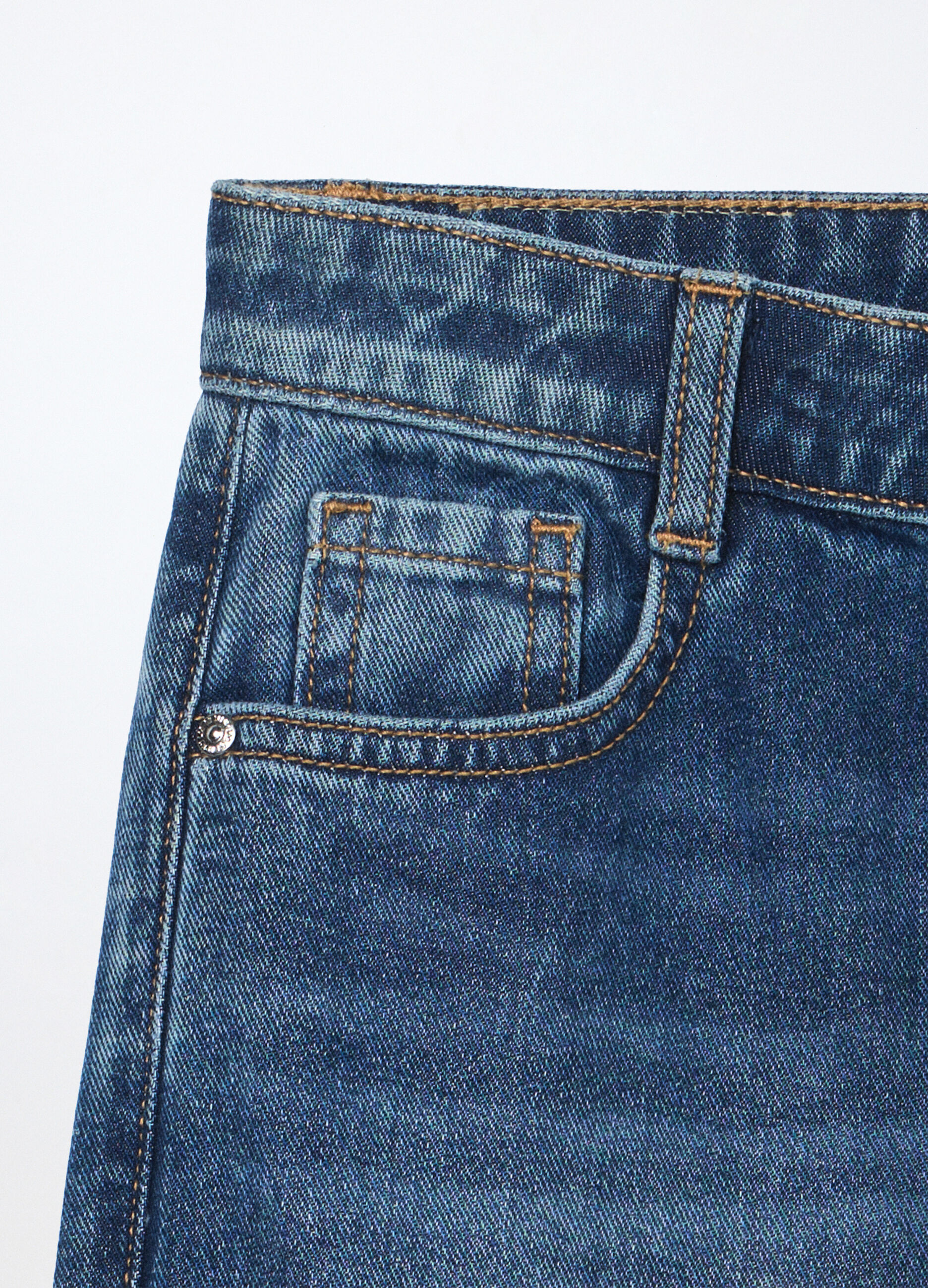 Pantaloni cargo in denim di puro cotone ragazza_2