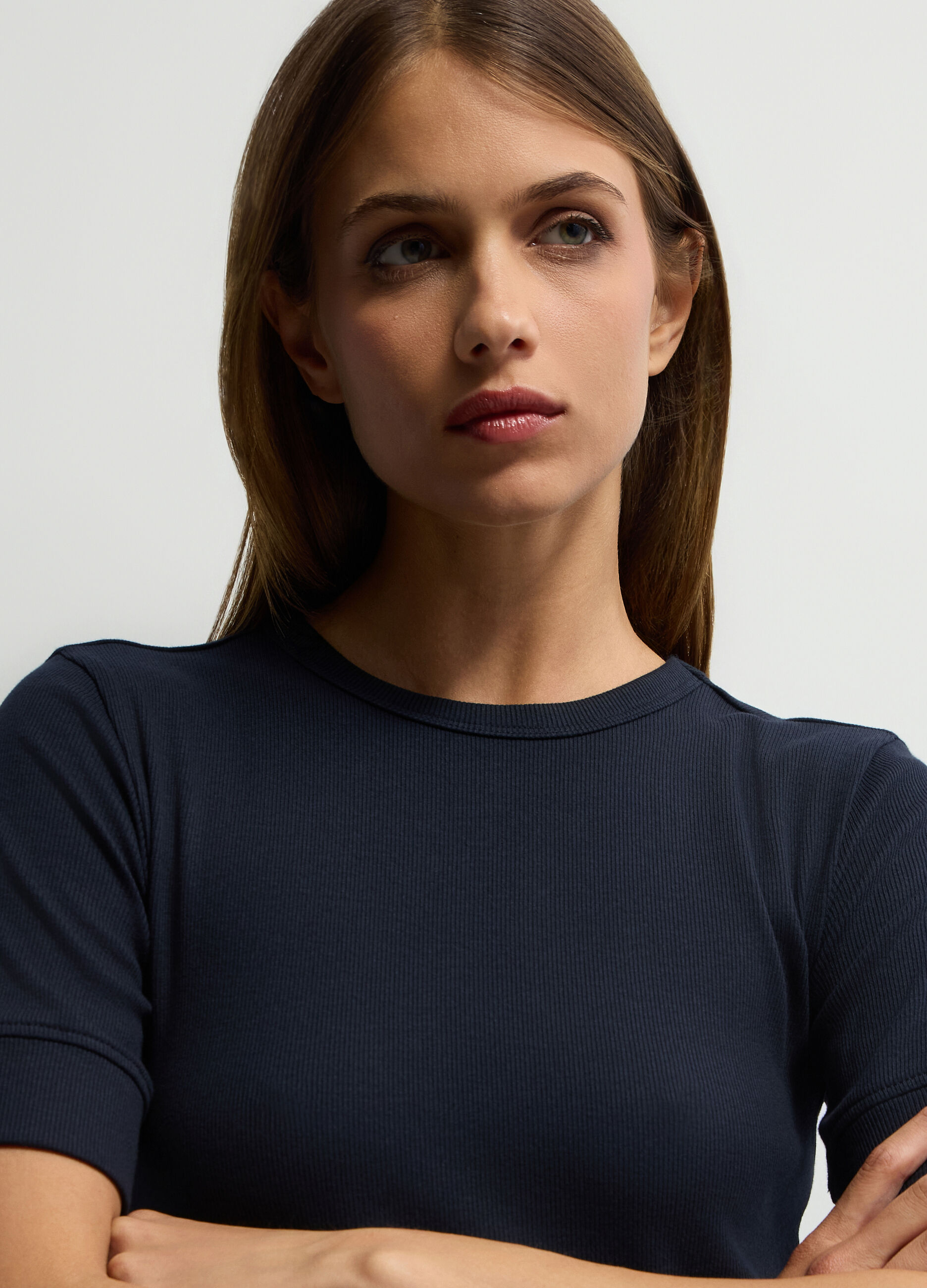 T-shirt Fitted girocollo stretch donna_2