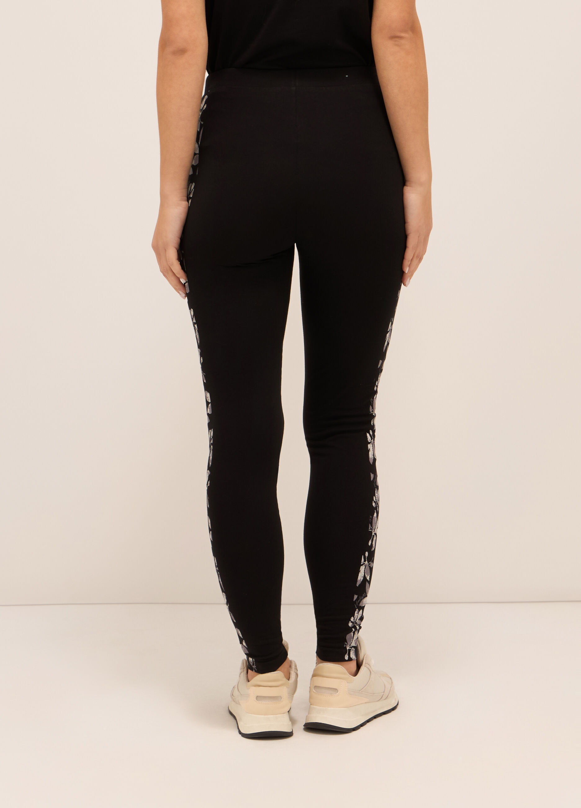 Leggings fitness in jersey di cotone stretch donna_1
