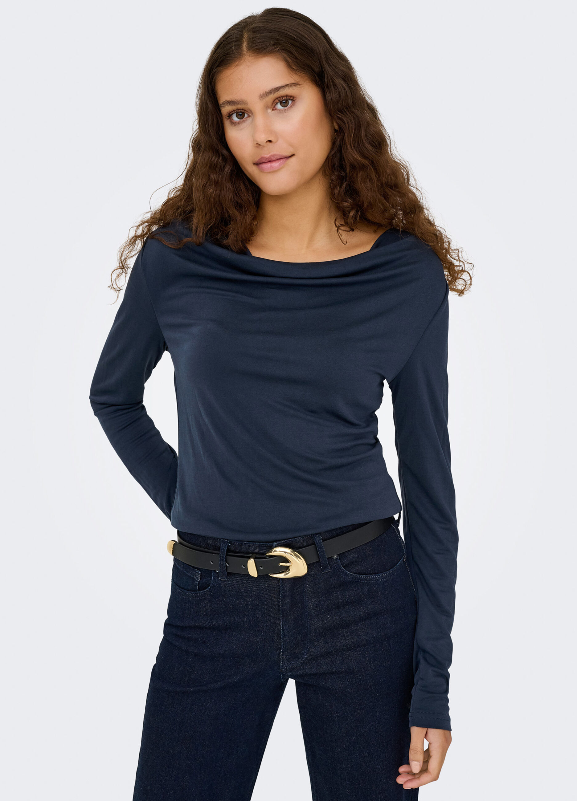 T-shirt con scollo drappeggiato donna_3