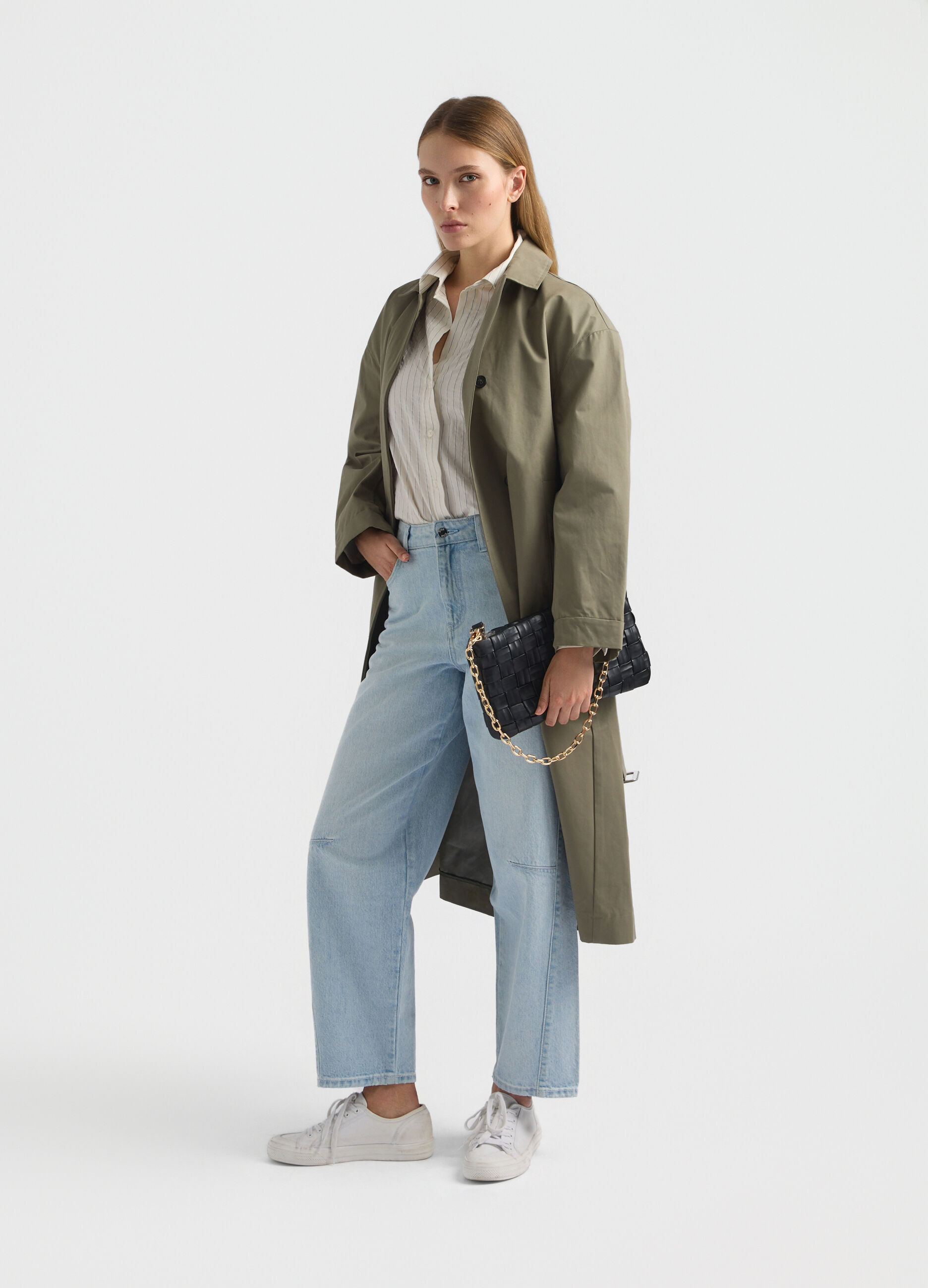 Trench lungo misto cotone donna_0