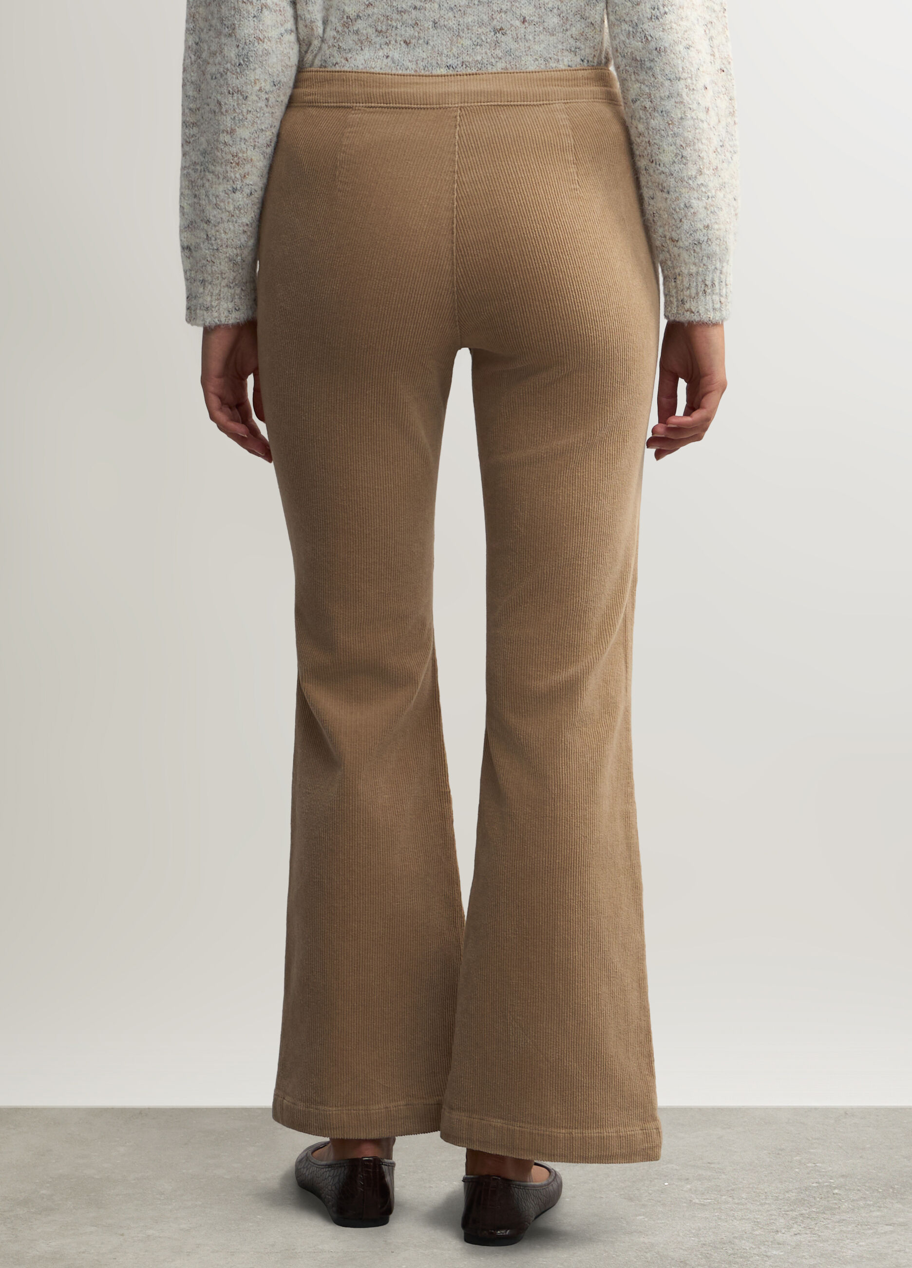 Pantaloni Wide Leg in velluto a coste di cotone stretch donna _2