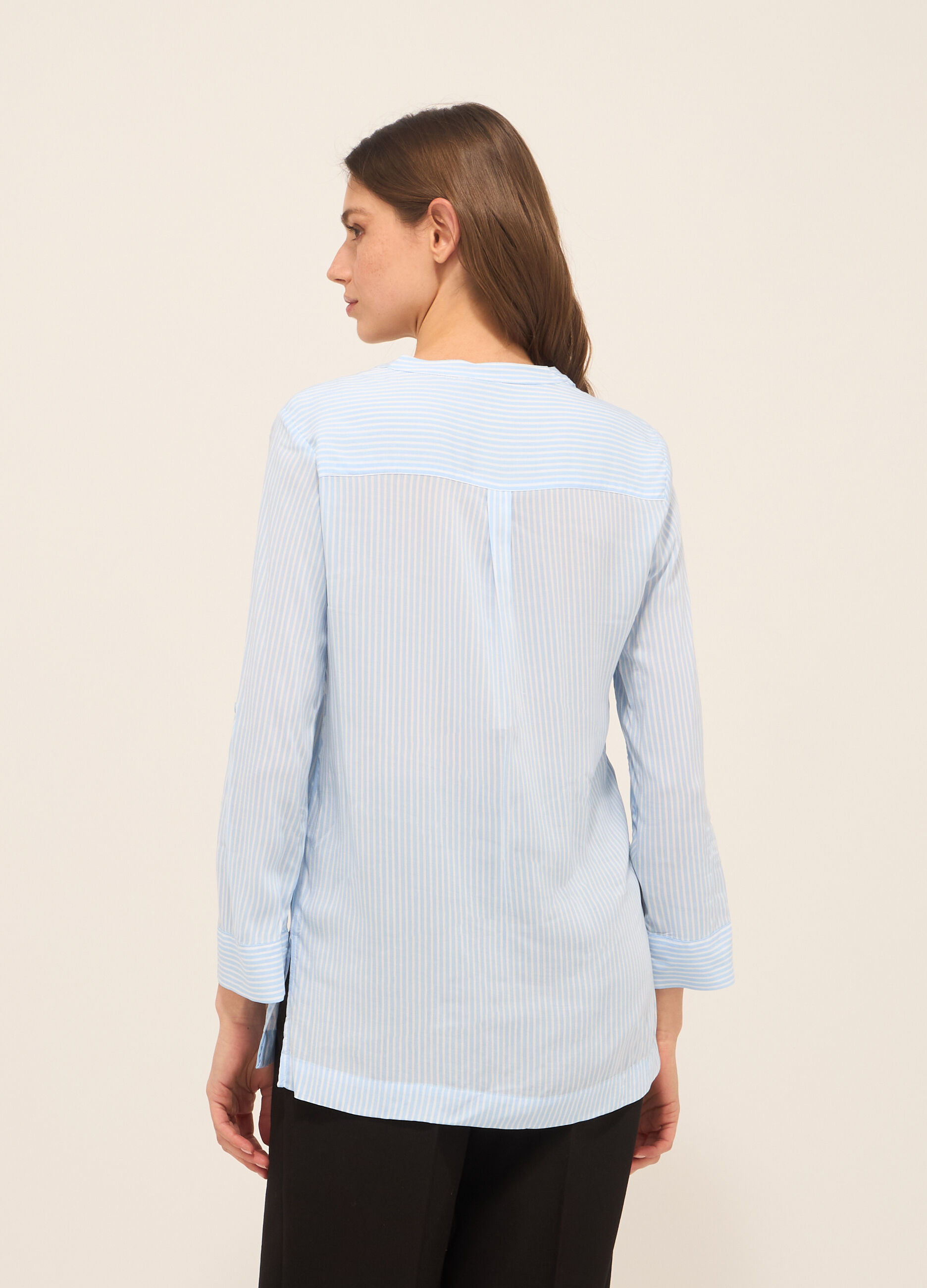 Blusa a righe in pura viscosa donna_1