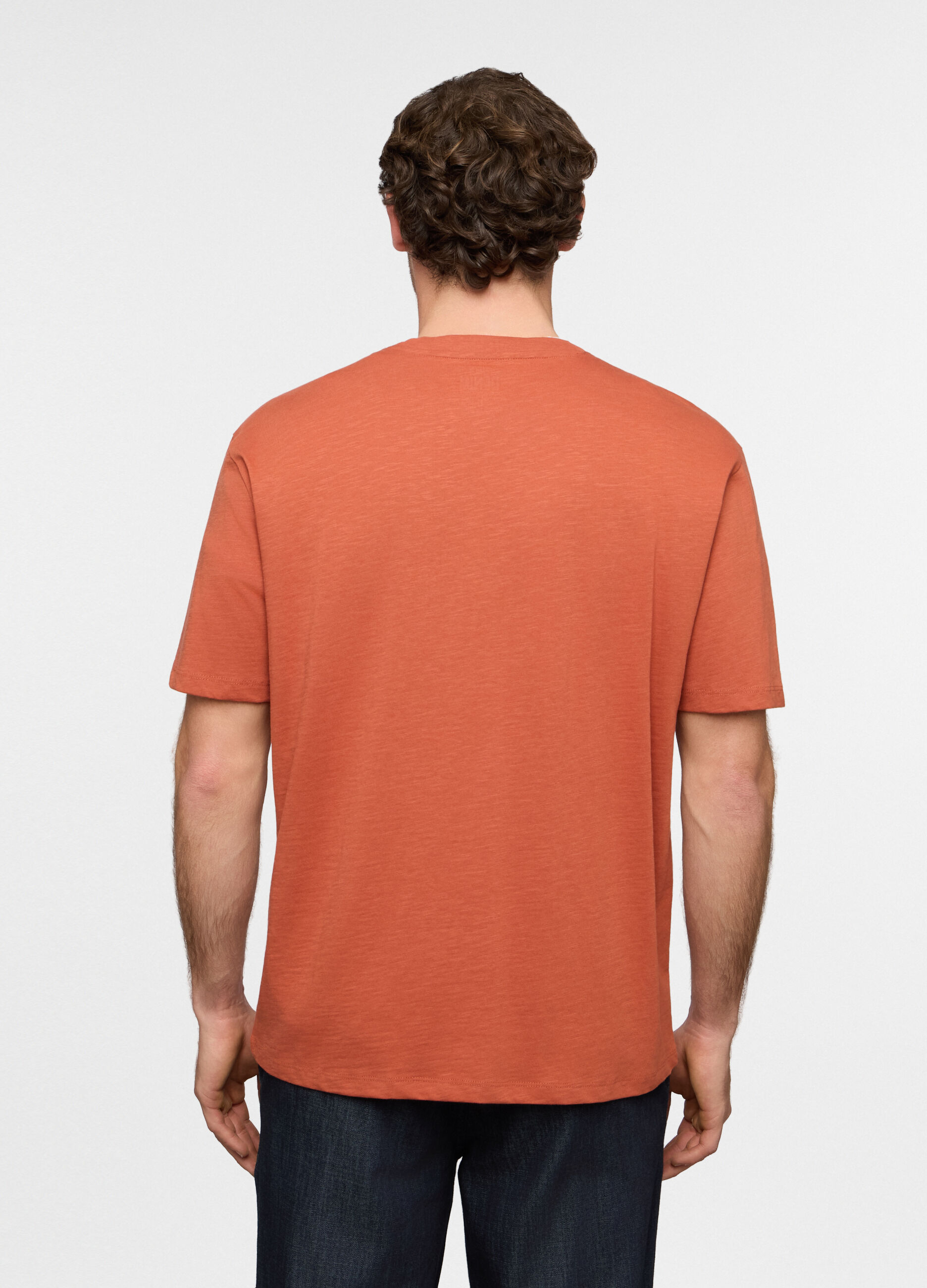 T-shirt girocollo in cotone fiammato uomo_1