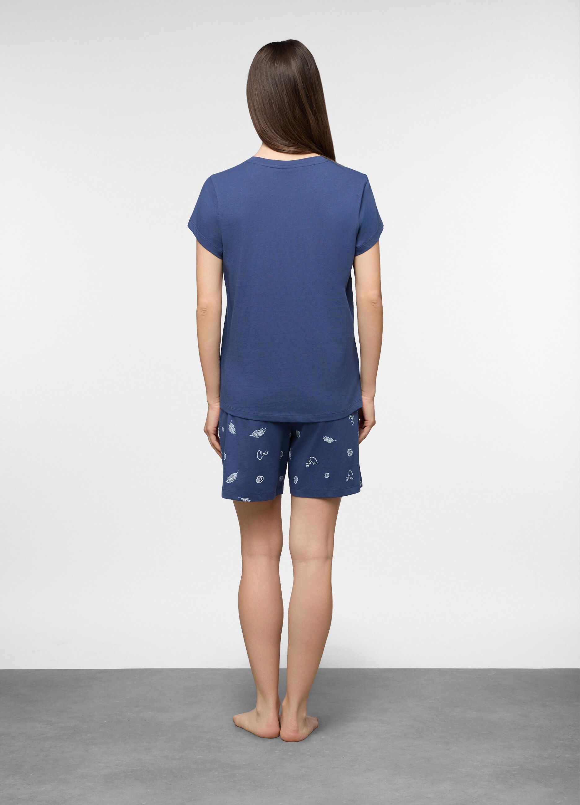 Set pigiama corto in jersey di puro cotone donna_1