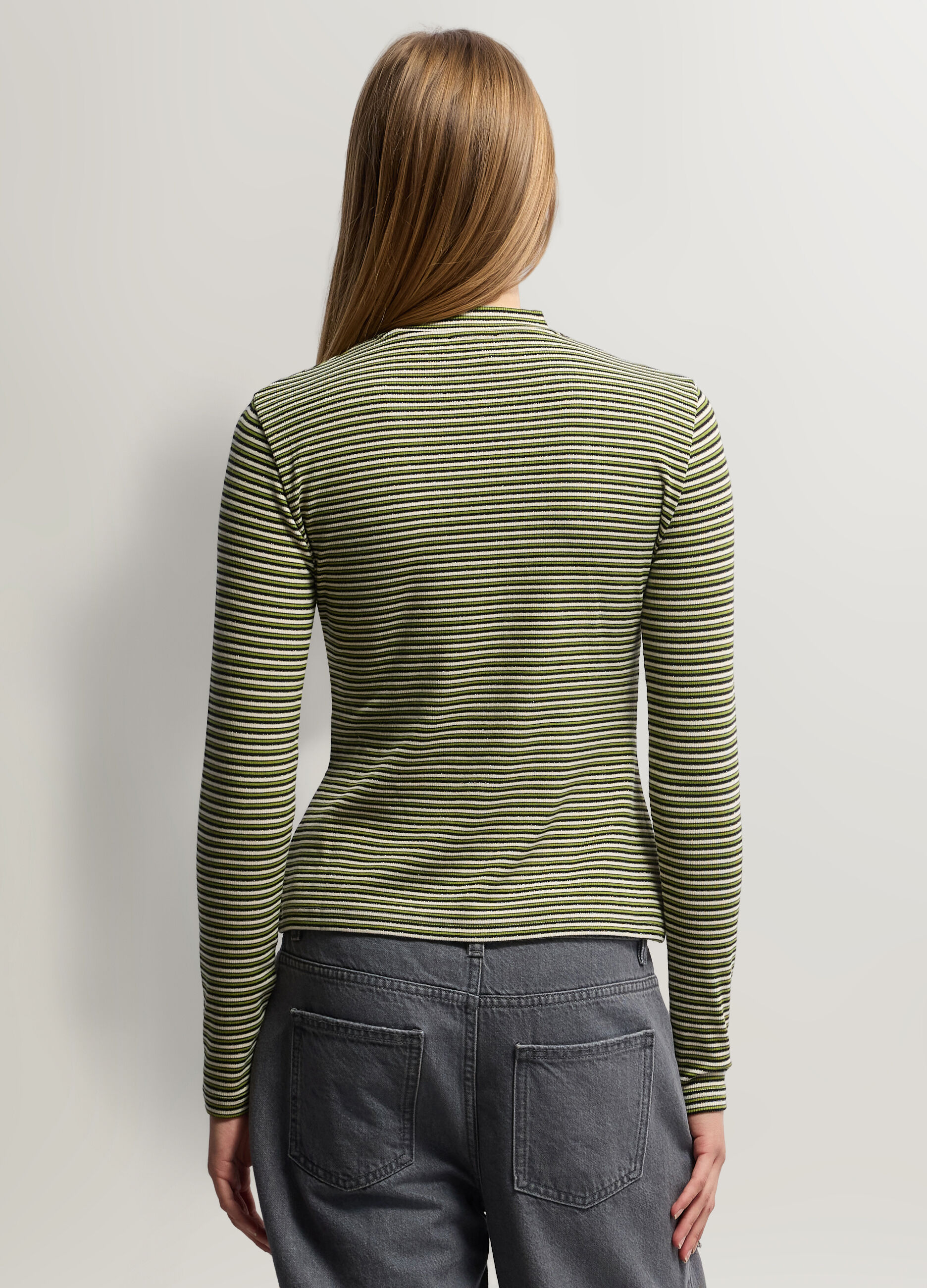 T-shirt girocollo in costina donna_1
