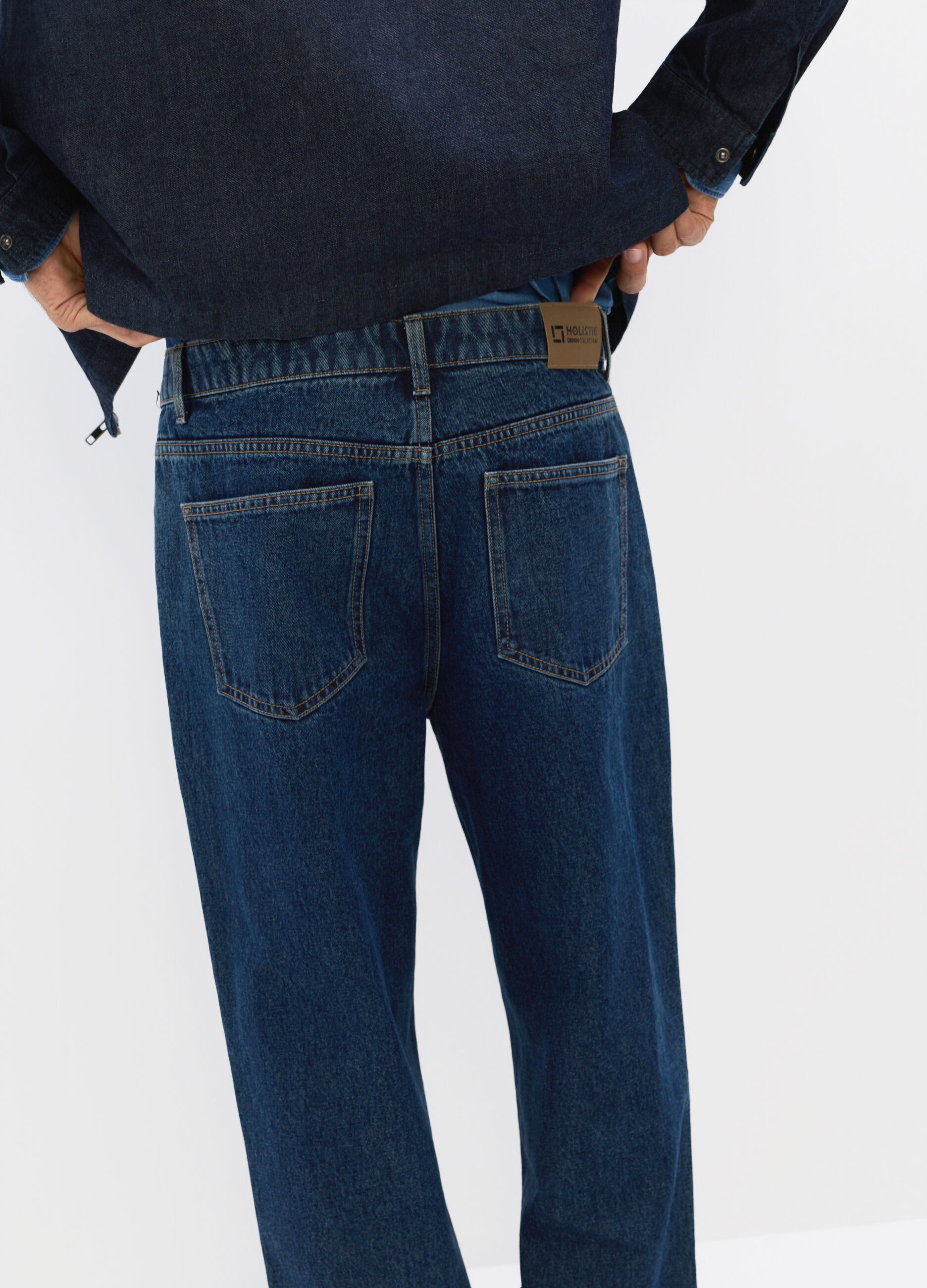 Jeans loose fit in denim di cotone uomo_1