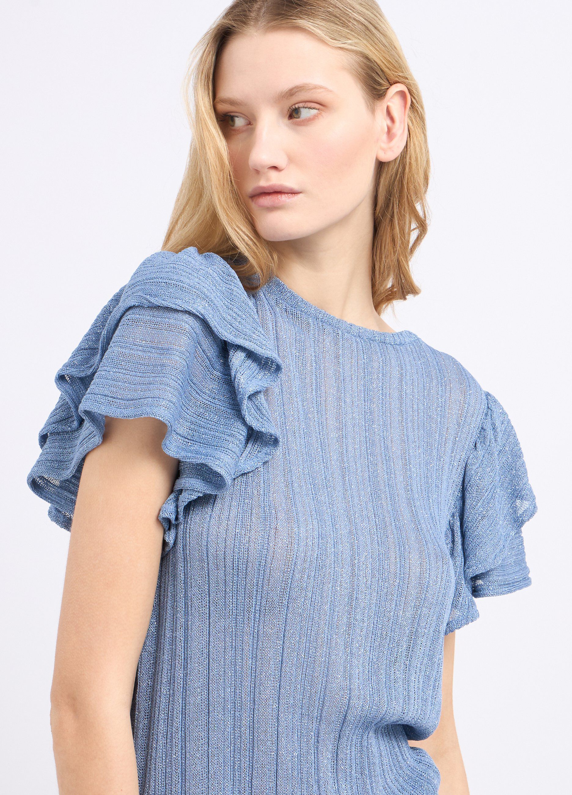 T-shirt in misto viscosa con filo lurex donna_2