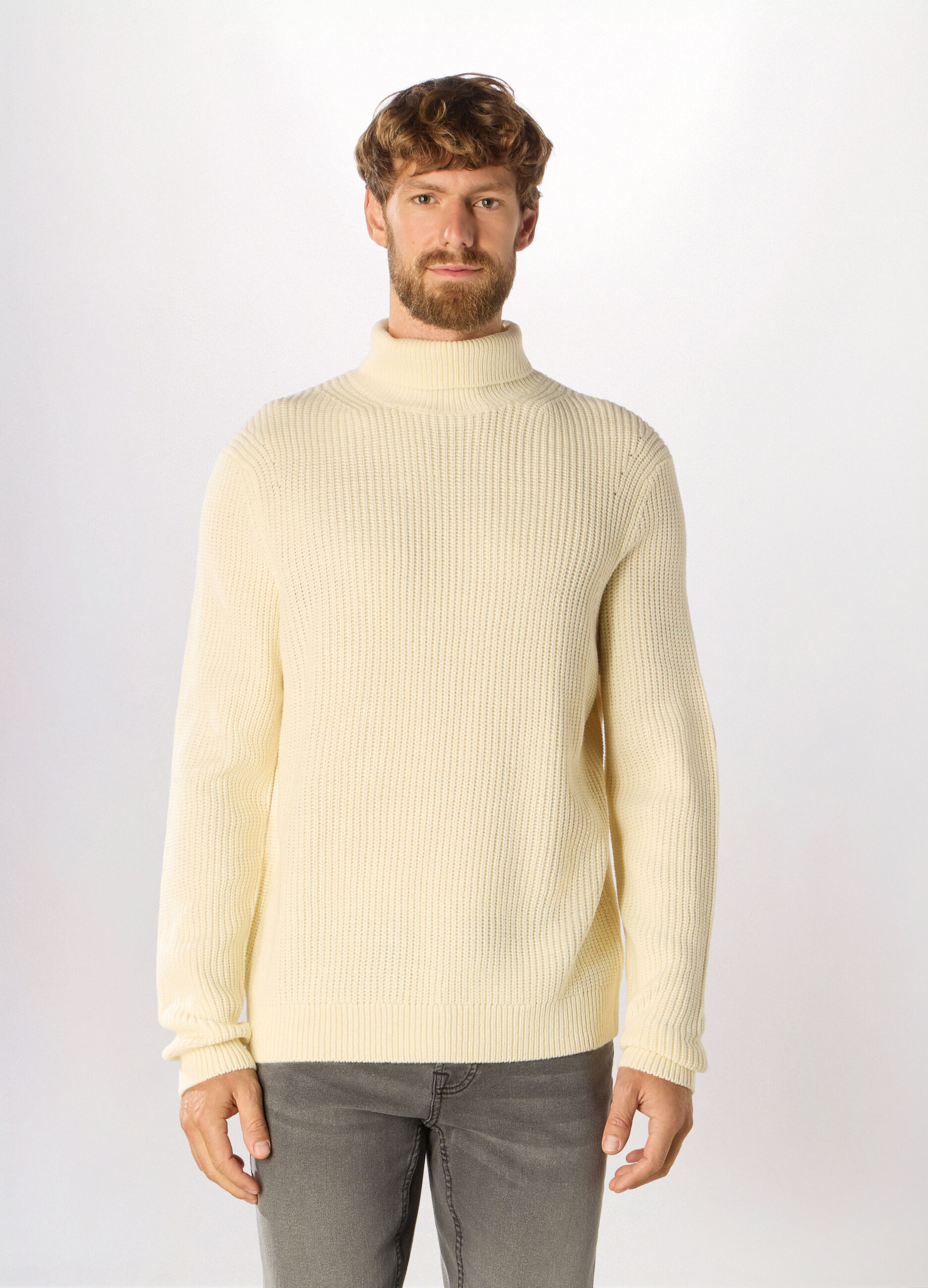 Maglione dolcevita a costa inglese uomo_0