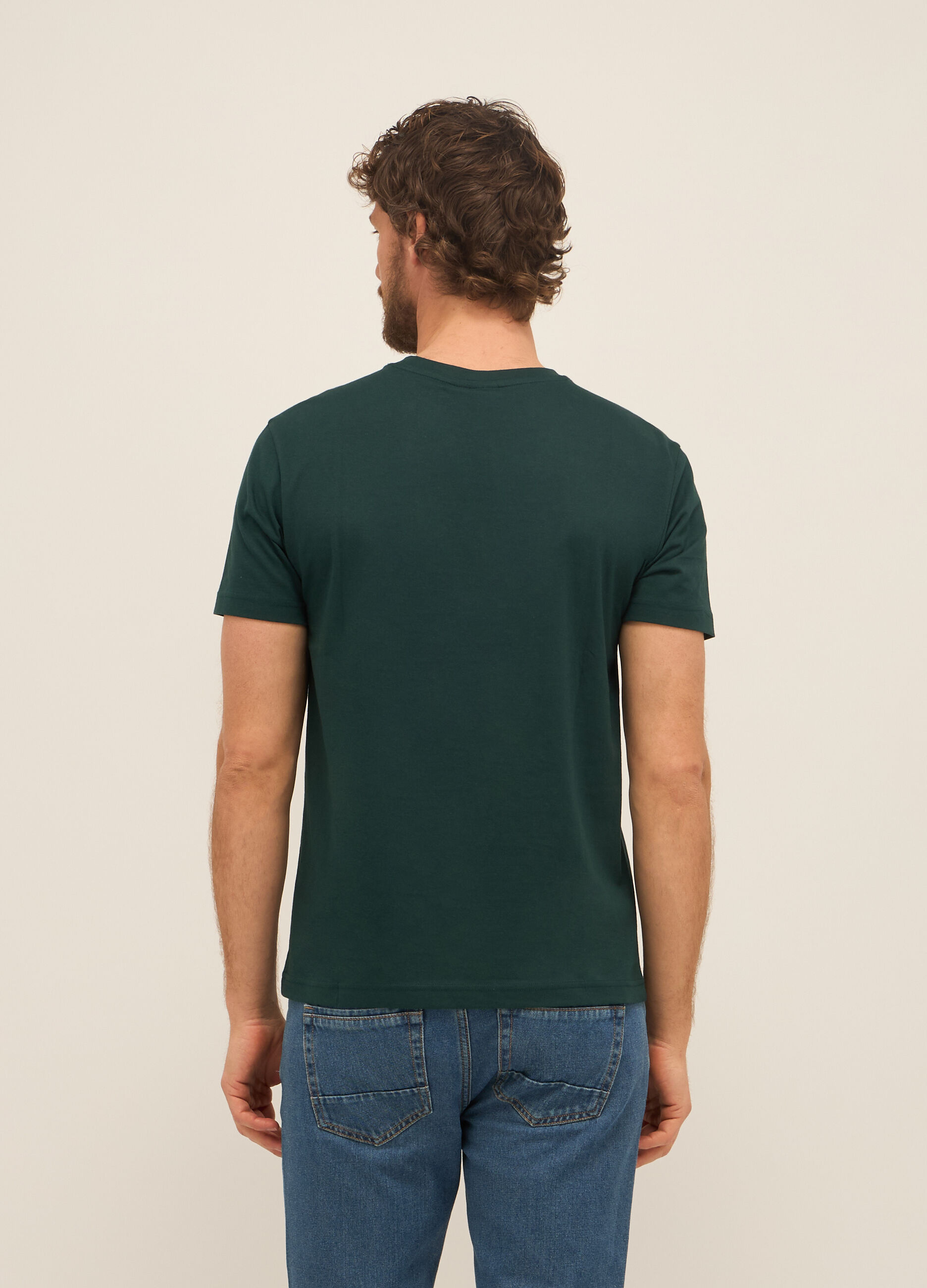 T-shirt girocollo in puro cotone con stampa uomo_1