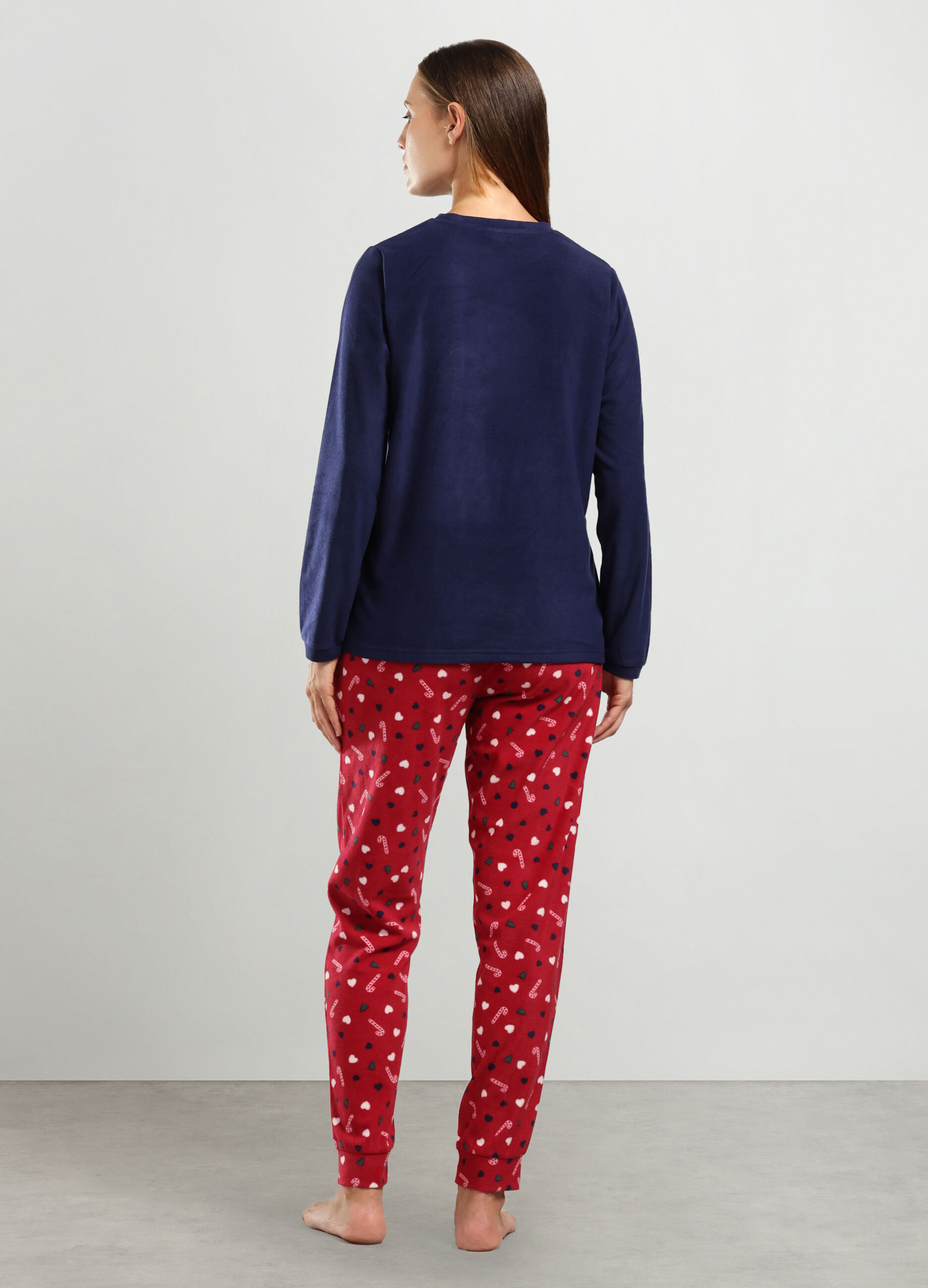 Set pigiama lungo in pile donna_1