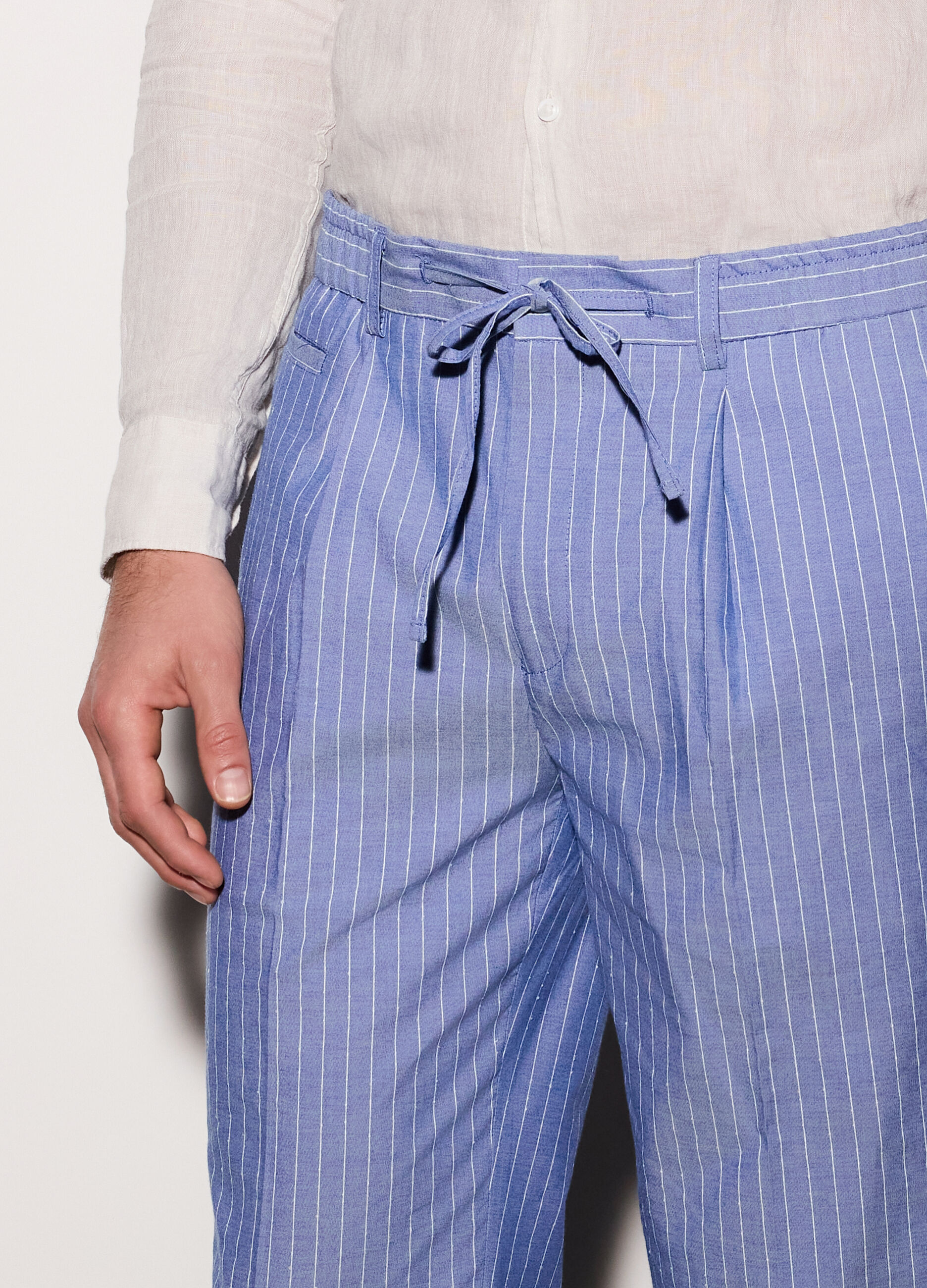 Pantaloni in cotone a righe uomo_2