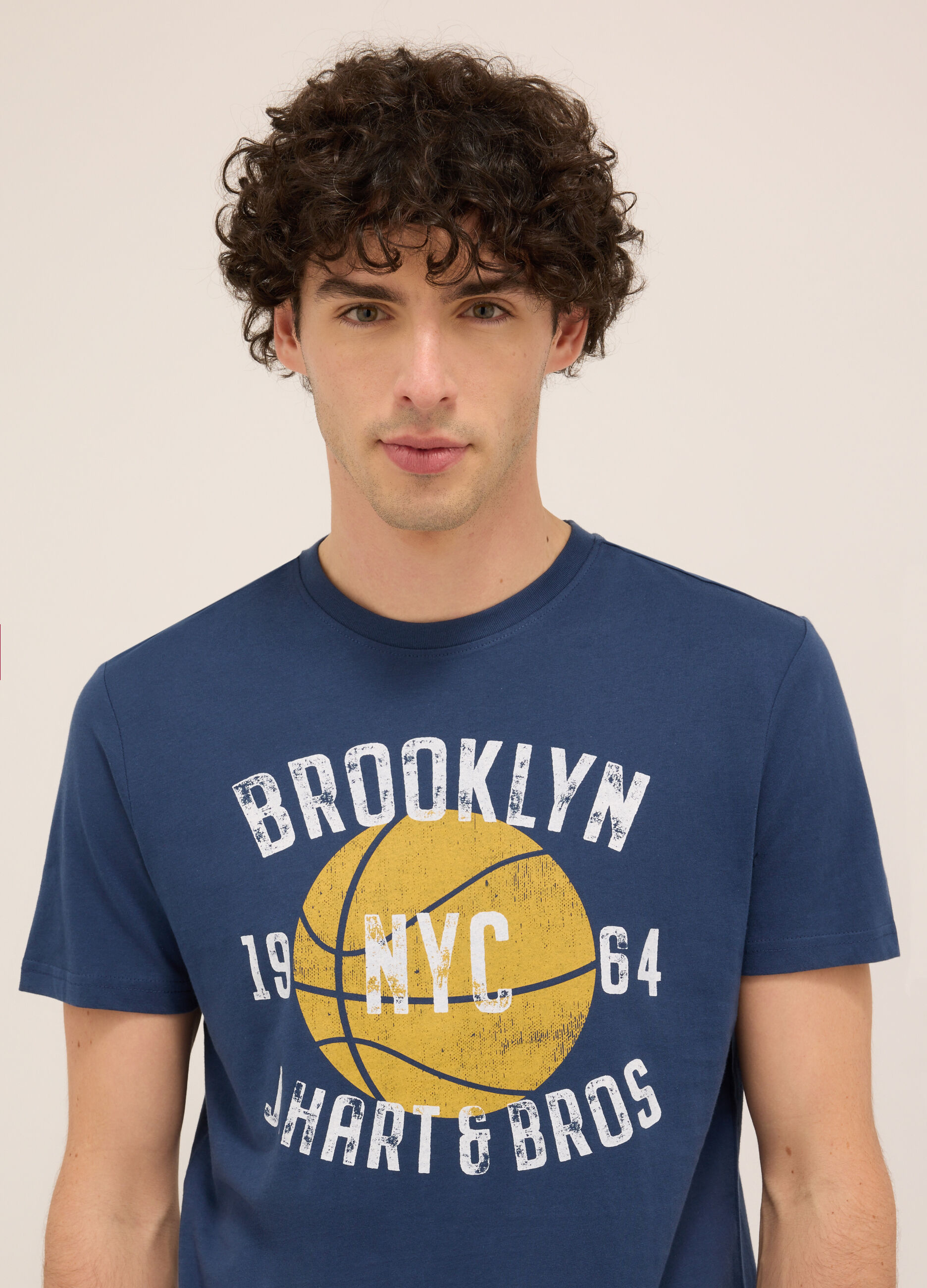 T-shirt girocollo in jersey di cotone con stampa_2