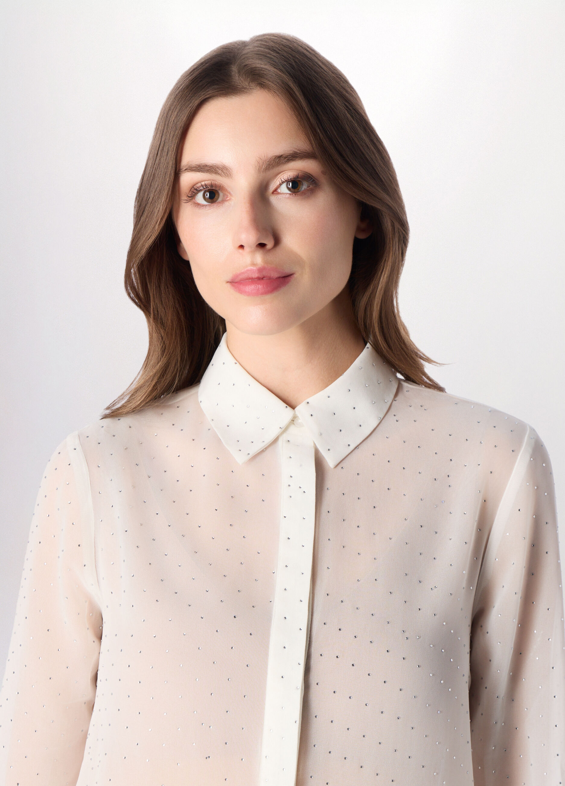 Camicia chiffon con strass donna_2