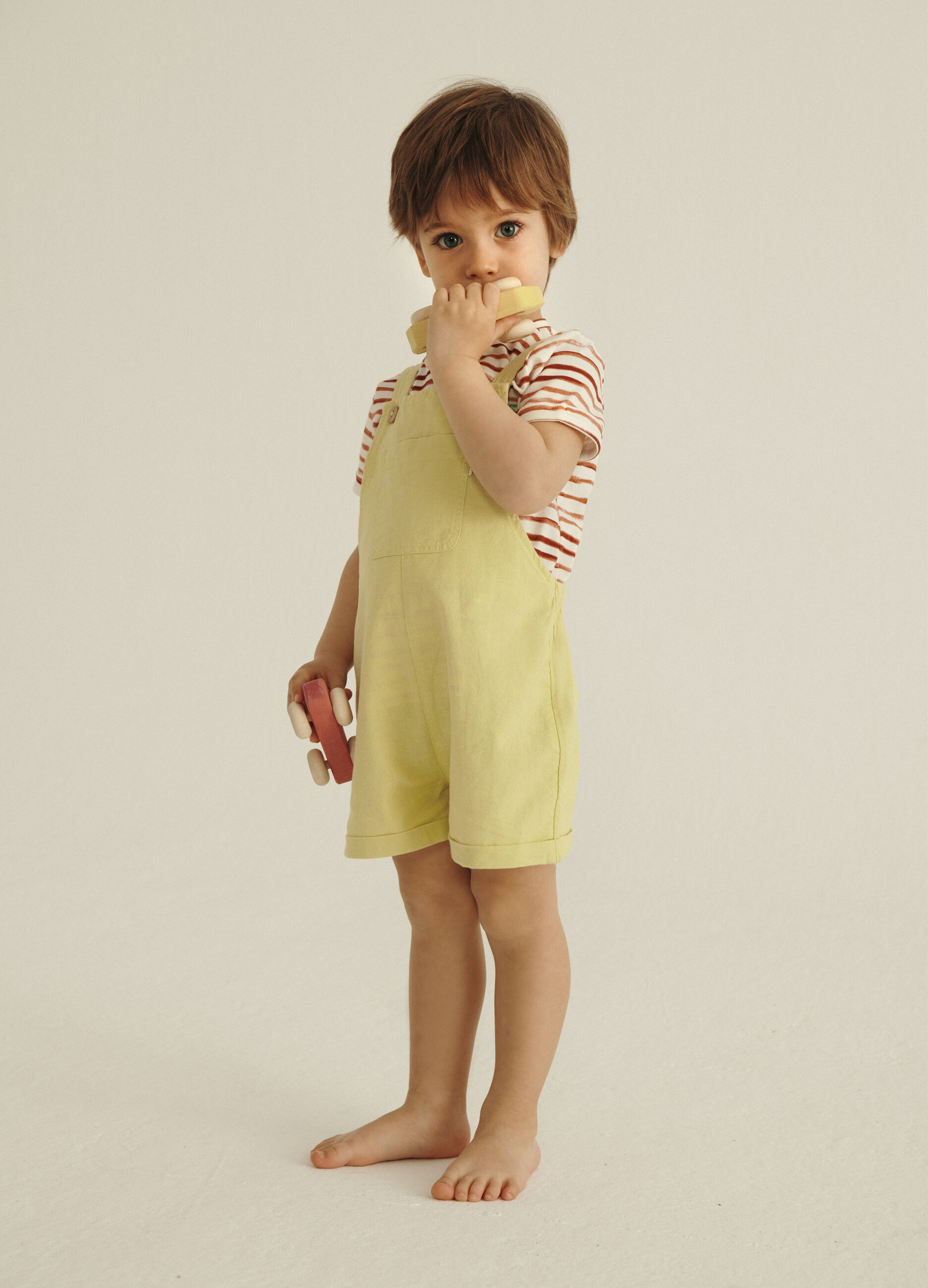 Salopette corta misto lino IANA neonato_0