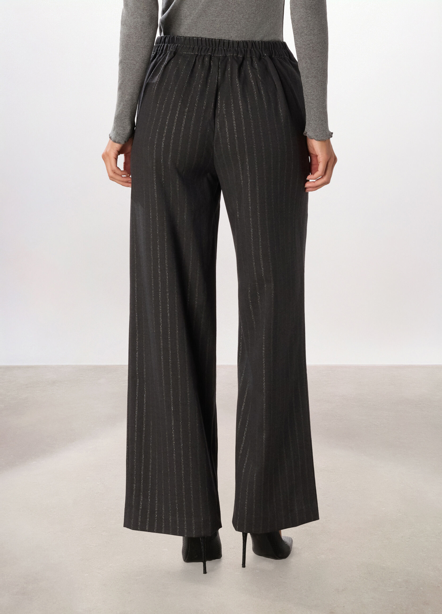 Pantalone gessato wide leg donna_1