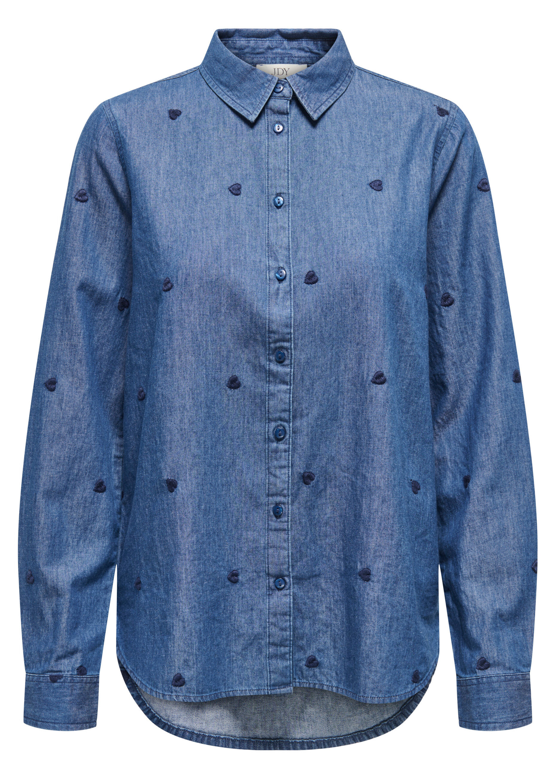 Camicia in denim con collo alla francese donna_5