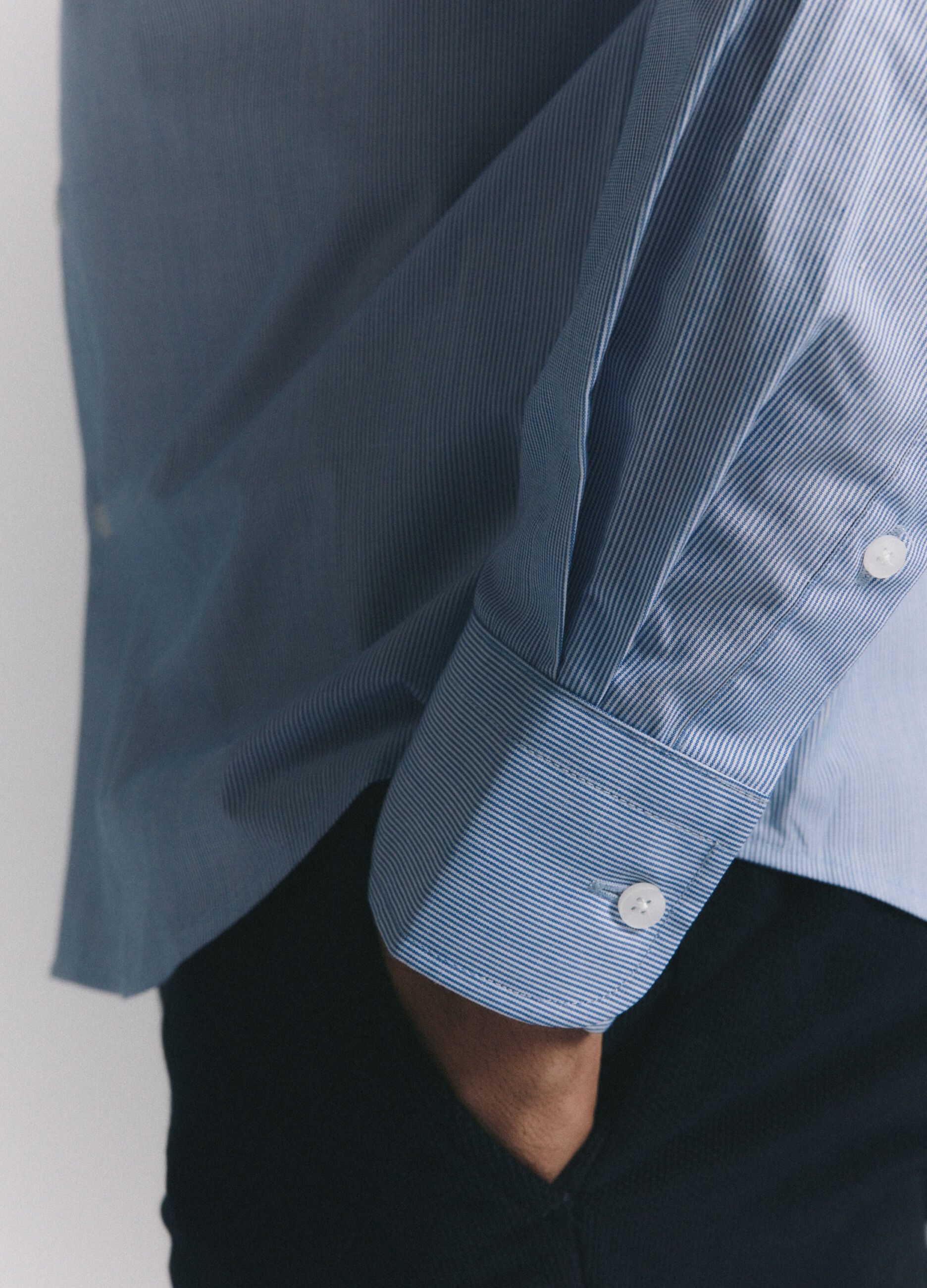 Camicia slim fit in tessuto tinta unita uomo_5