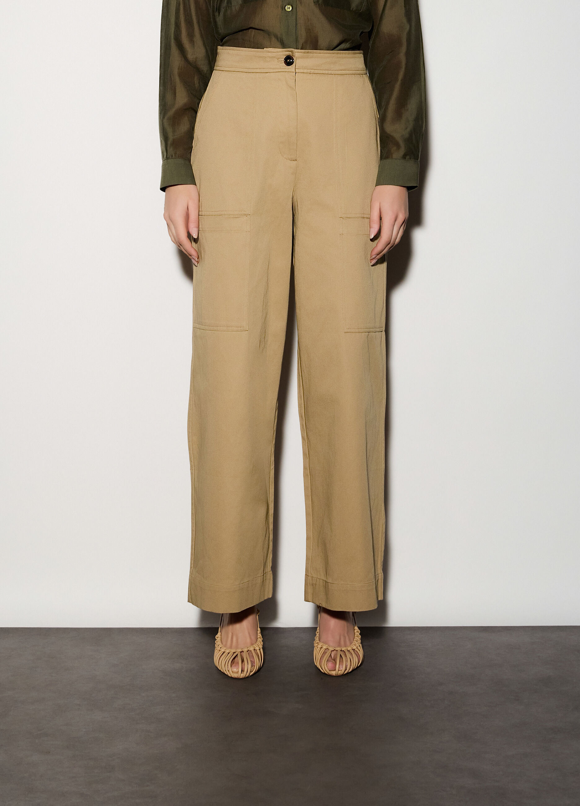 Pantaloni cargo straight fit donna_1