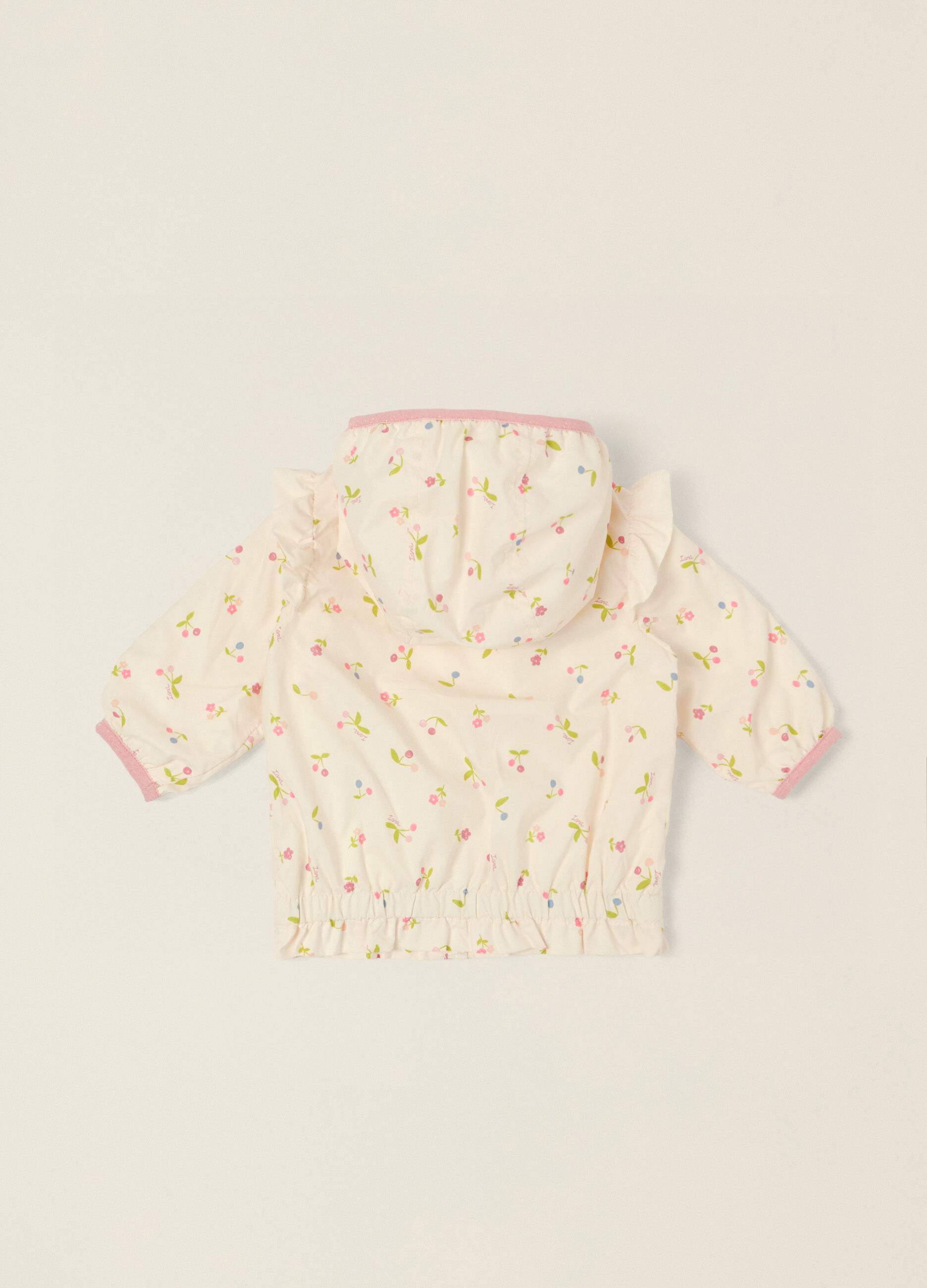 Giacca bianca leggera con fantasia floreale_1