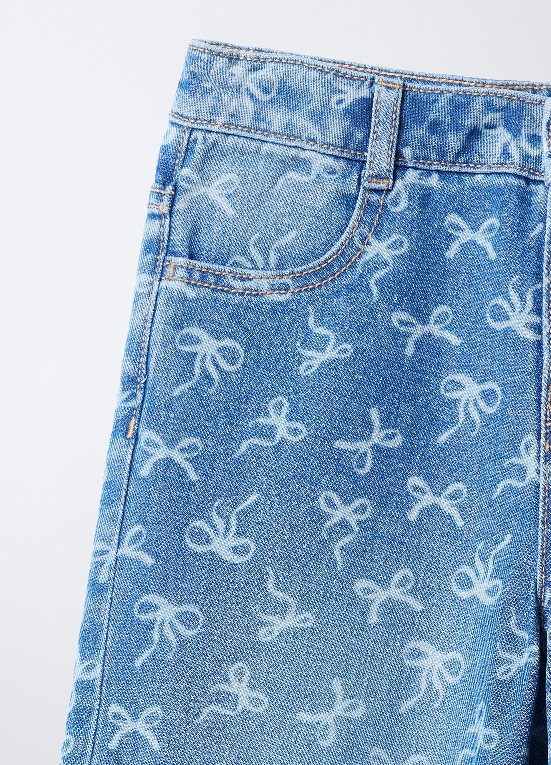 Pantaloni in denim di puro cotone Wide Leg bambina_2