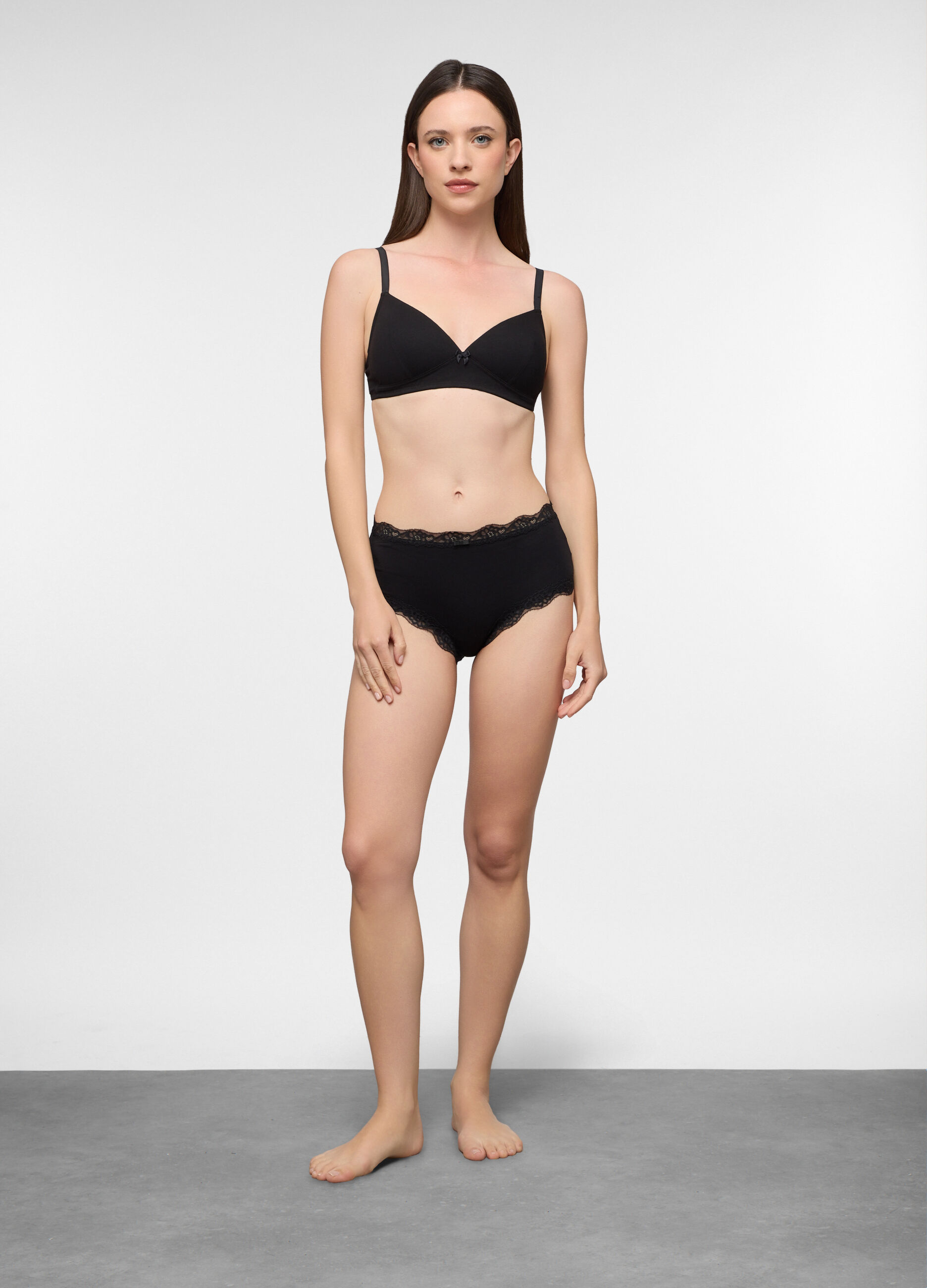 Reggiseno a triangolo imbottito in jersey di cotone stretch donna_0