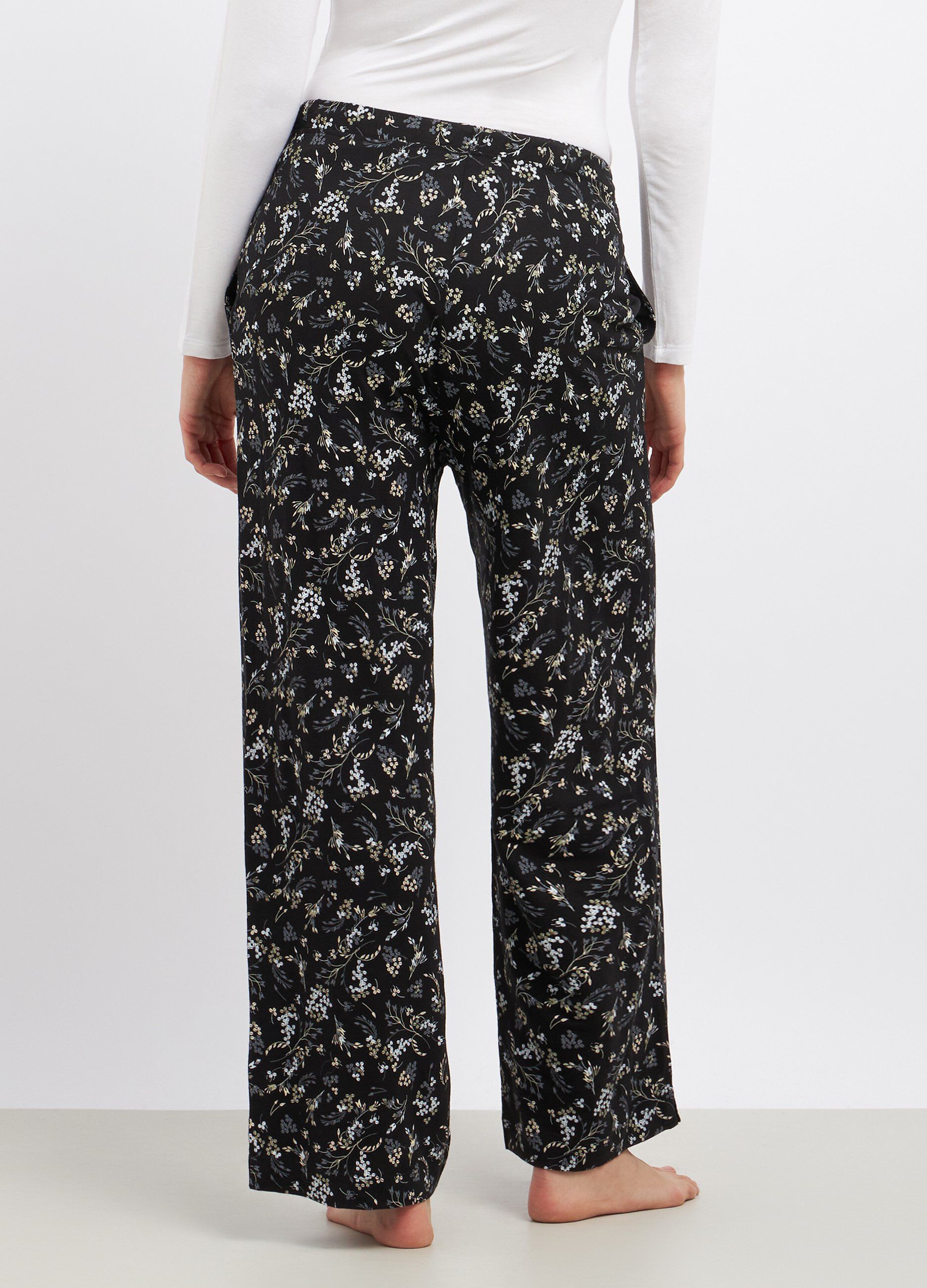 Pantaloni pigiama in pura viscosa con stampa donna_1