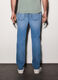 Jeans regular fit in denim di cotone e lino uomo_1
