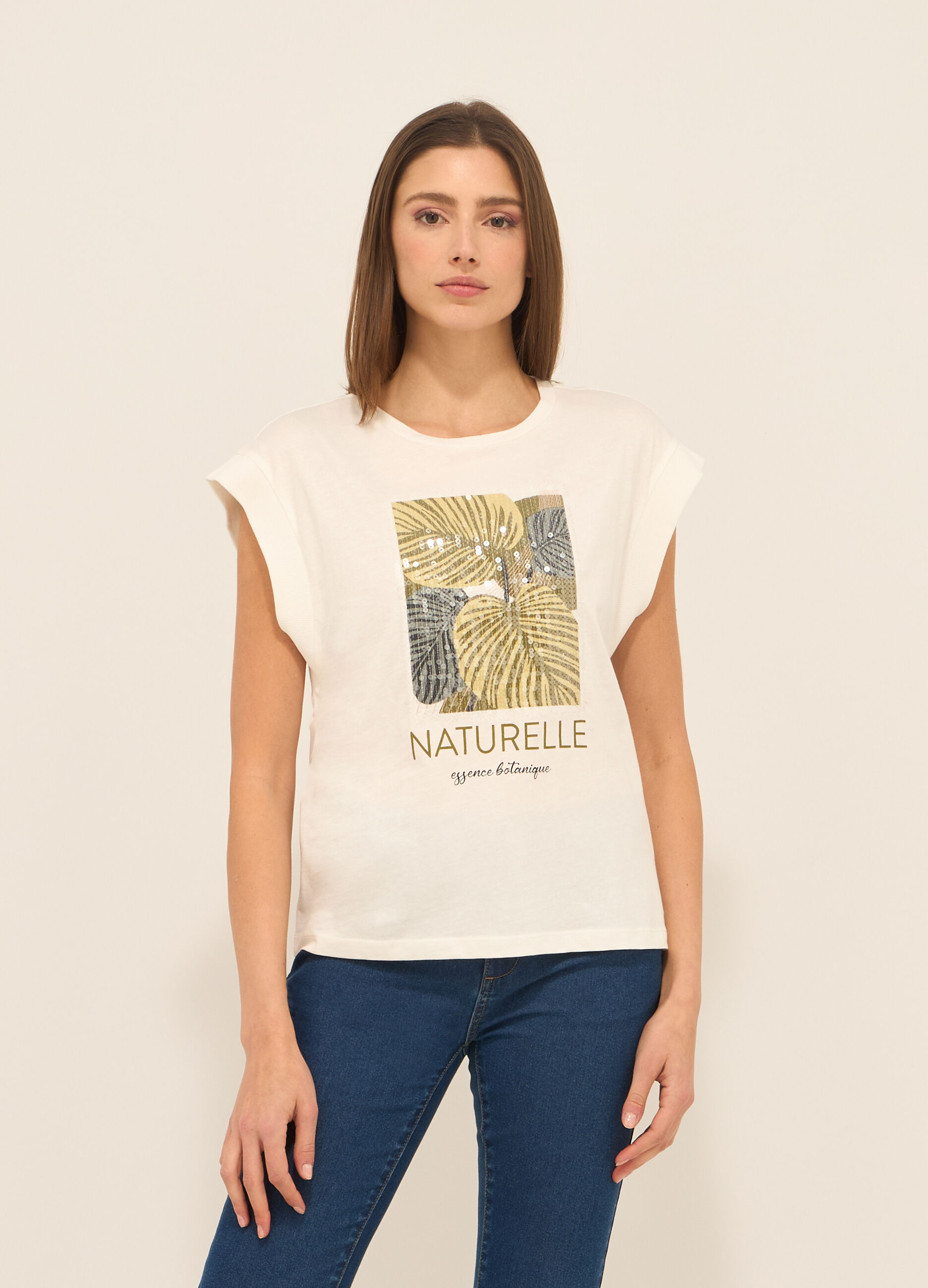 T-shirt in jersey di puro cotone donna_0