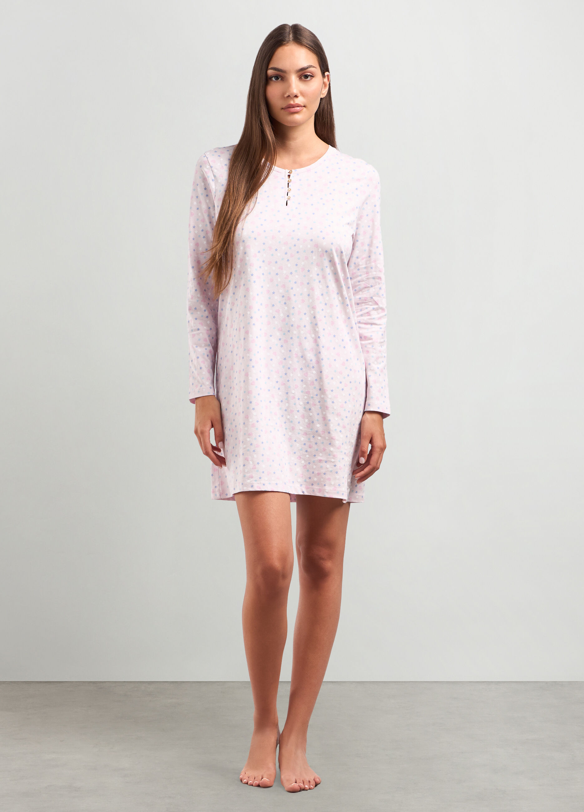 Camicia da notte in puro cotone donna_0
