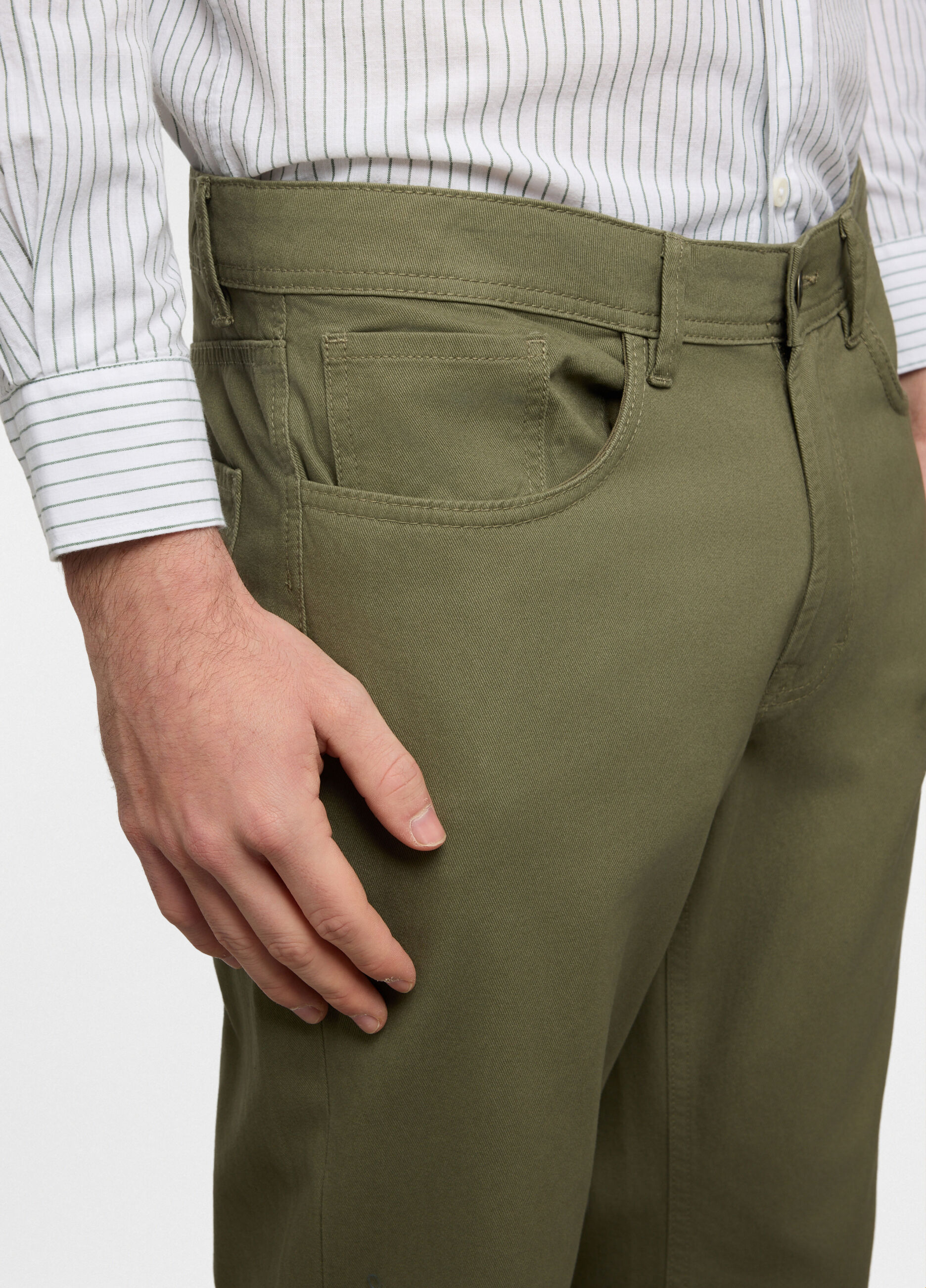Pantalone regular fit in twill di cotone uomo_2