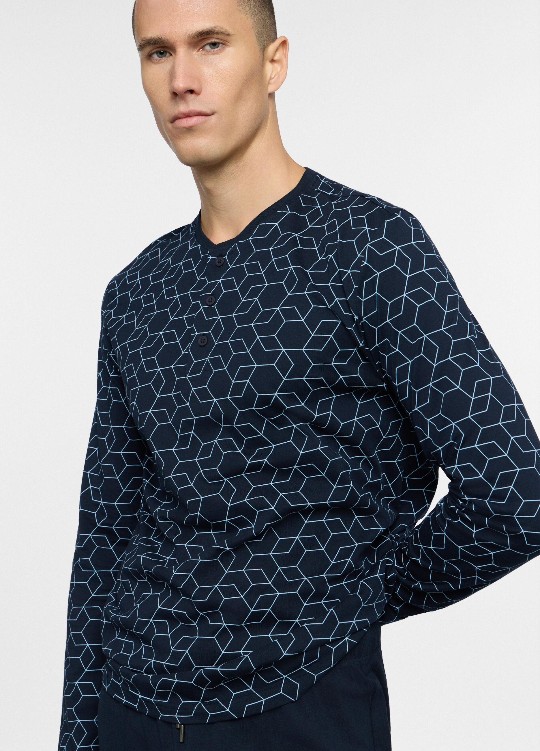 Pigiama lungo in misto cotone a fantasia uomo_2