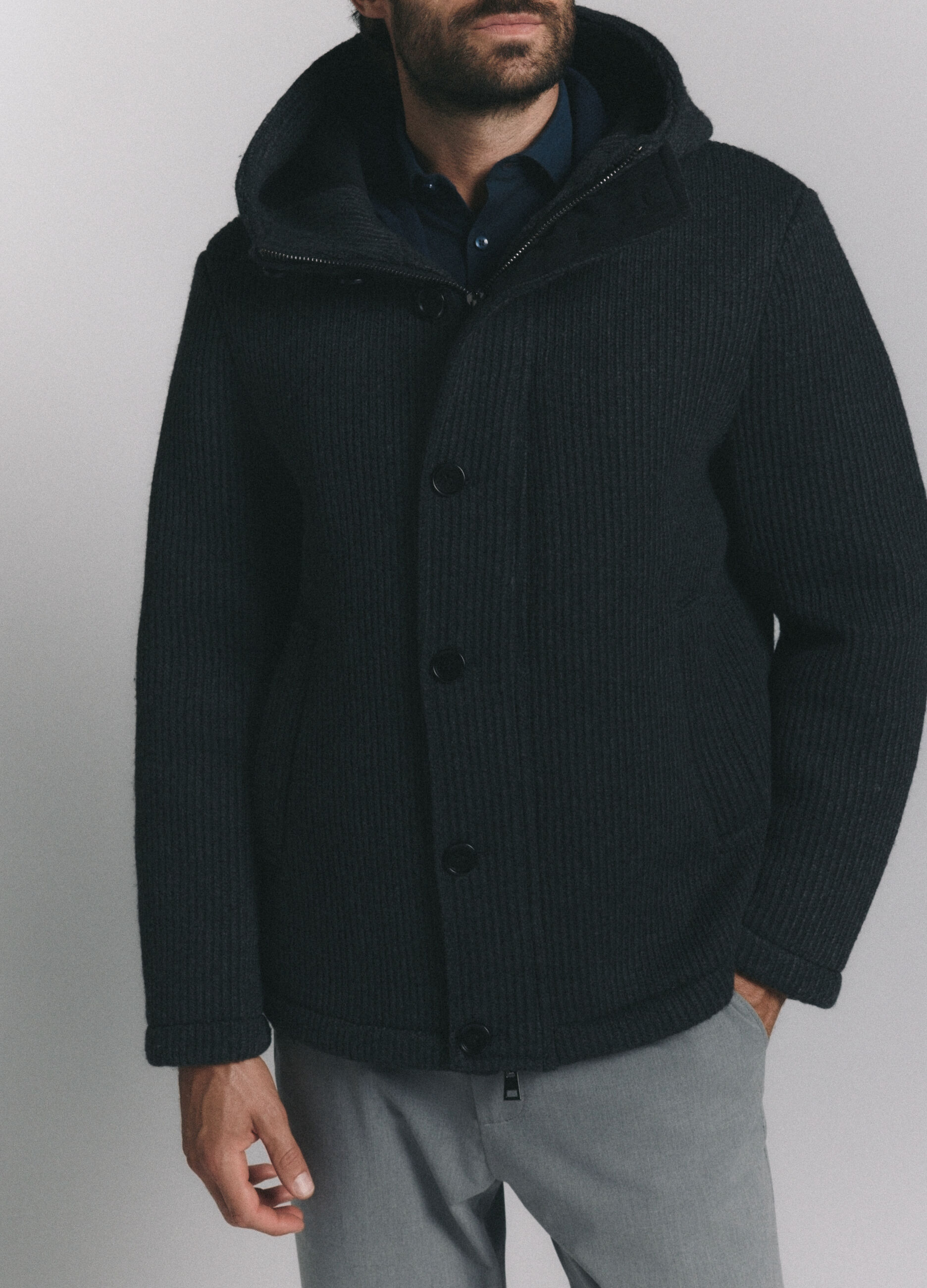 Giubbotto con cappucci in maglia uomo_2