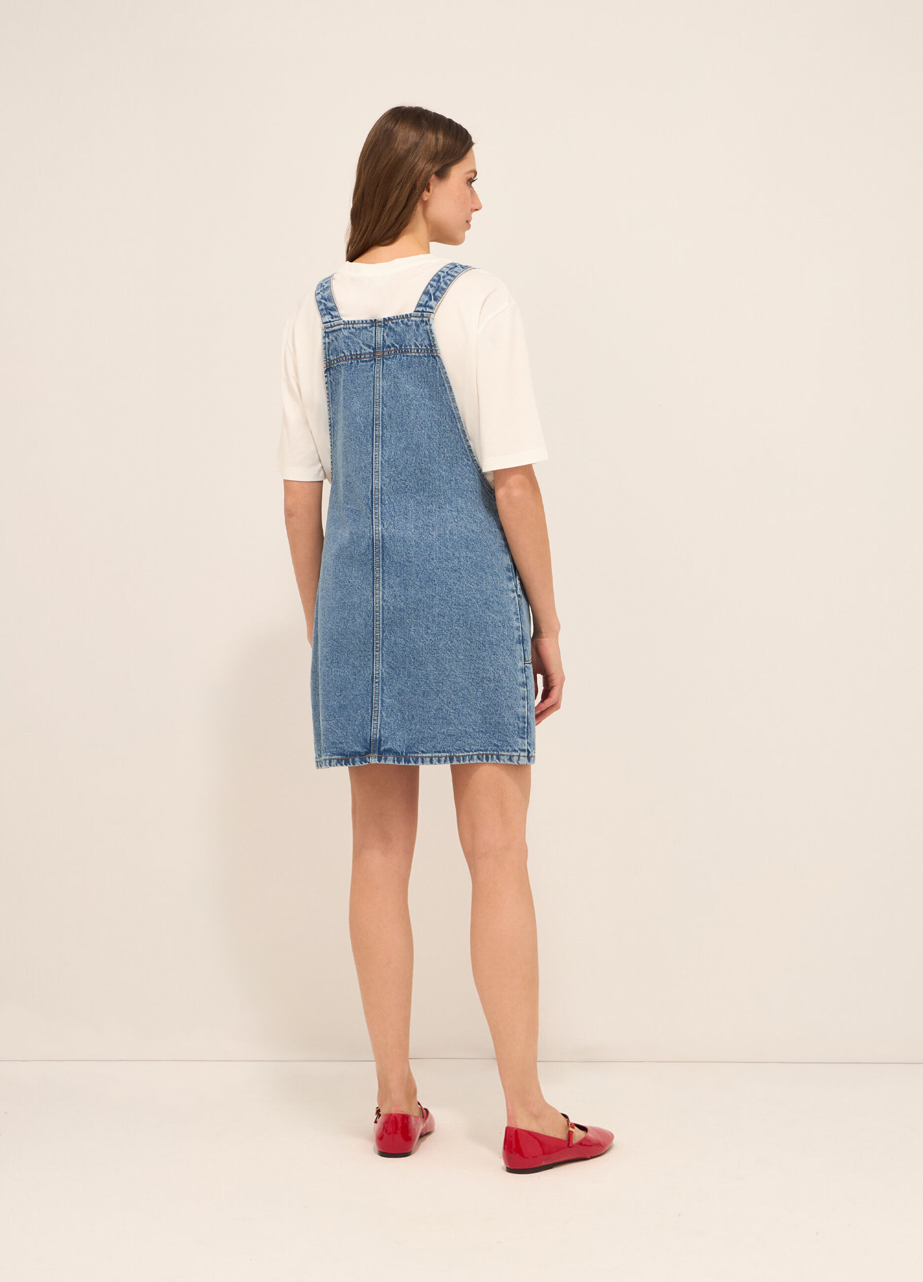 Vestito salopette in denim di puro cotone donna_1
