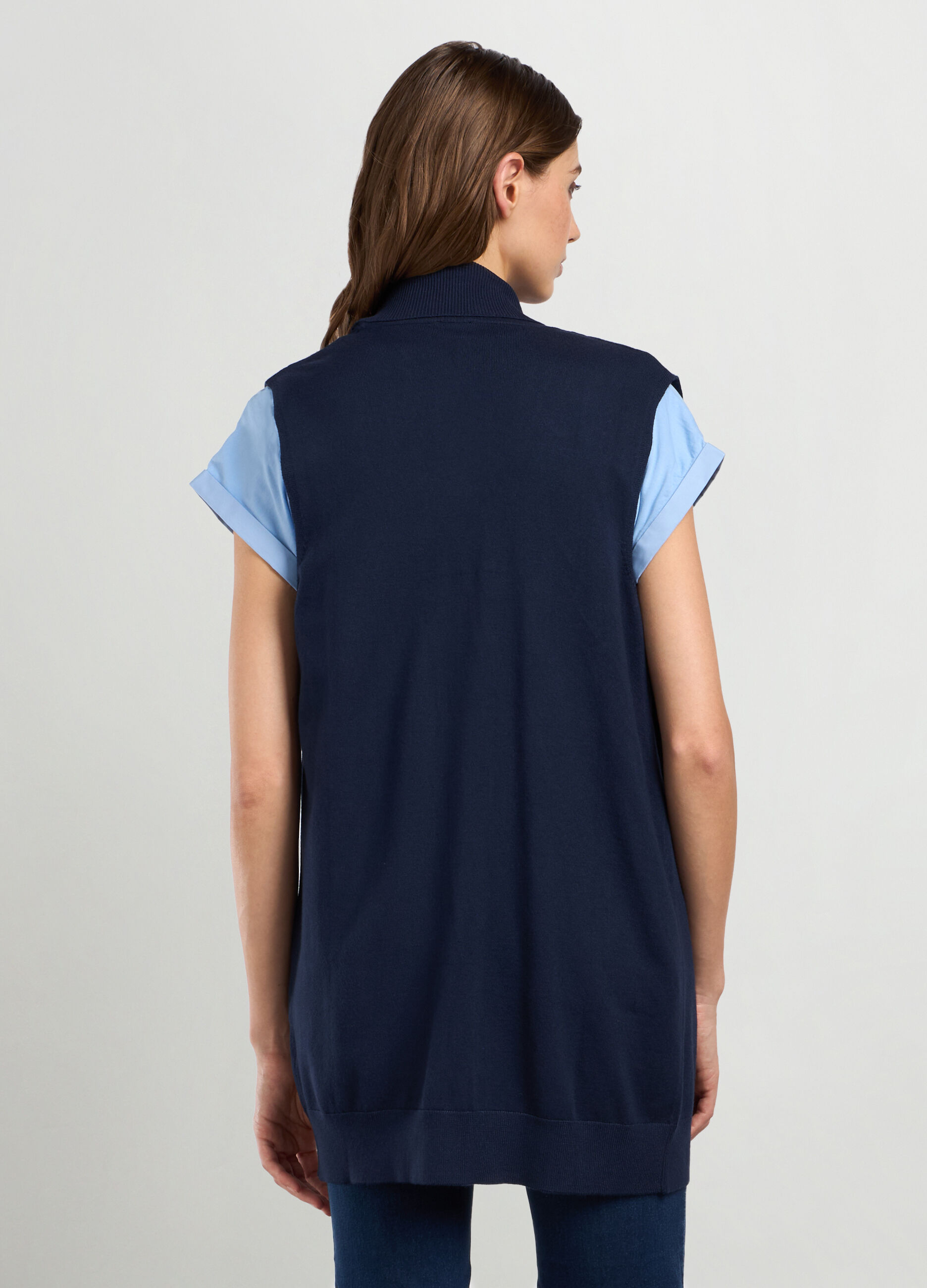 Cardigan smanicato in misto viscosa donna_1