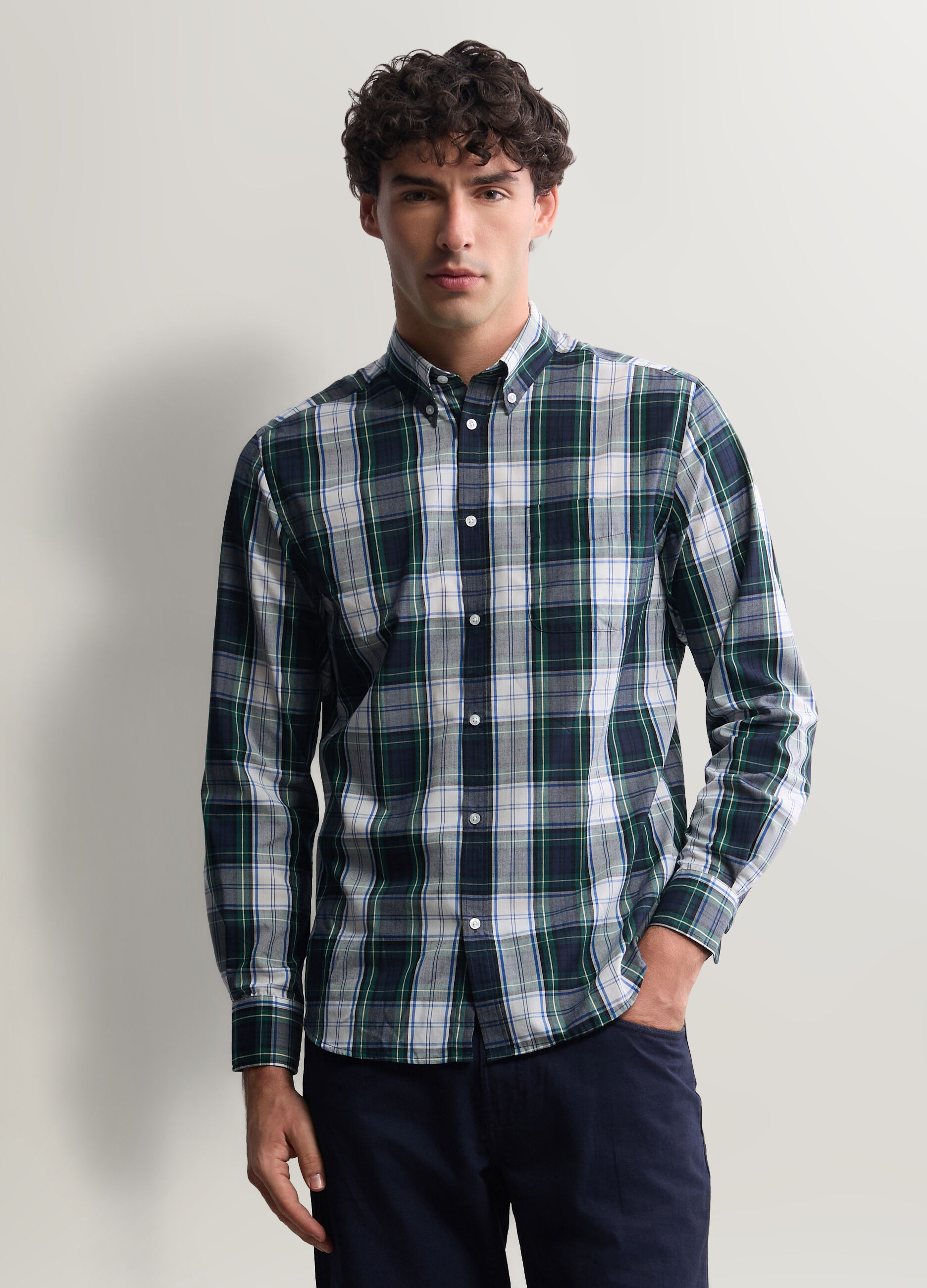 Camicia regular fit in misto cotone uomo_0