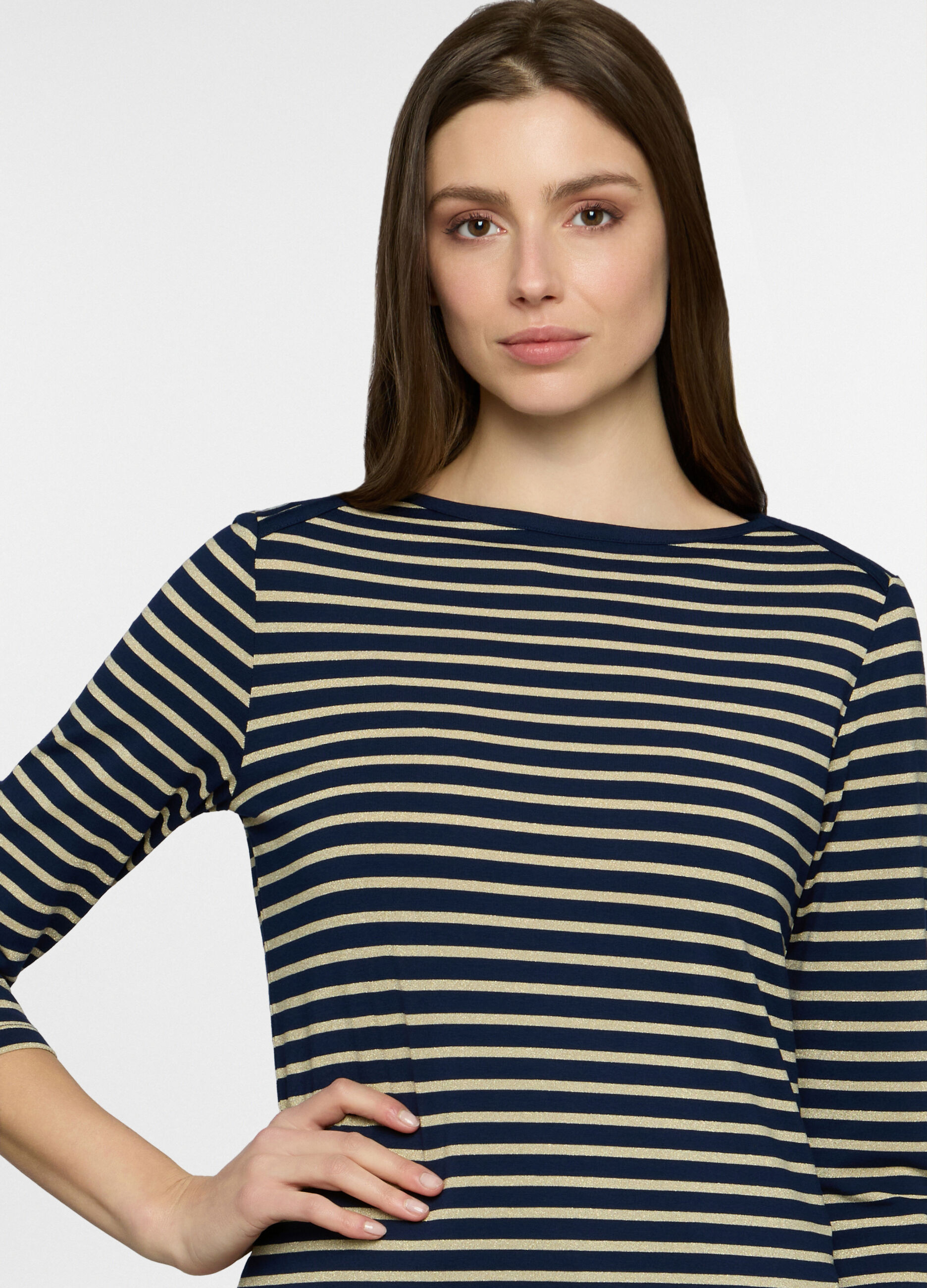 T-shirt con scollo a barchetta in jersey donna_2