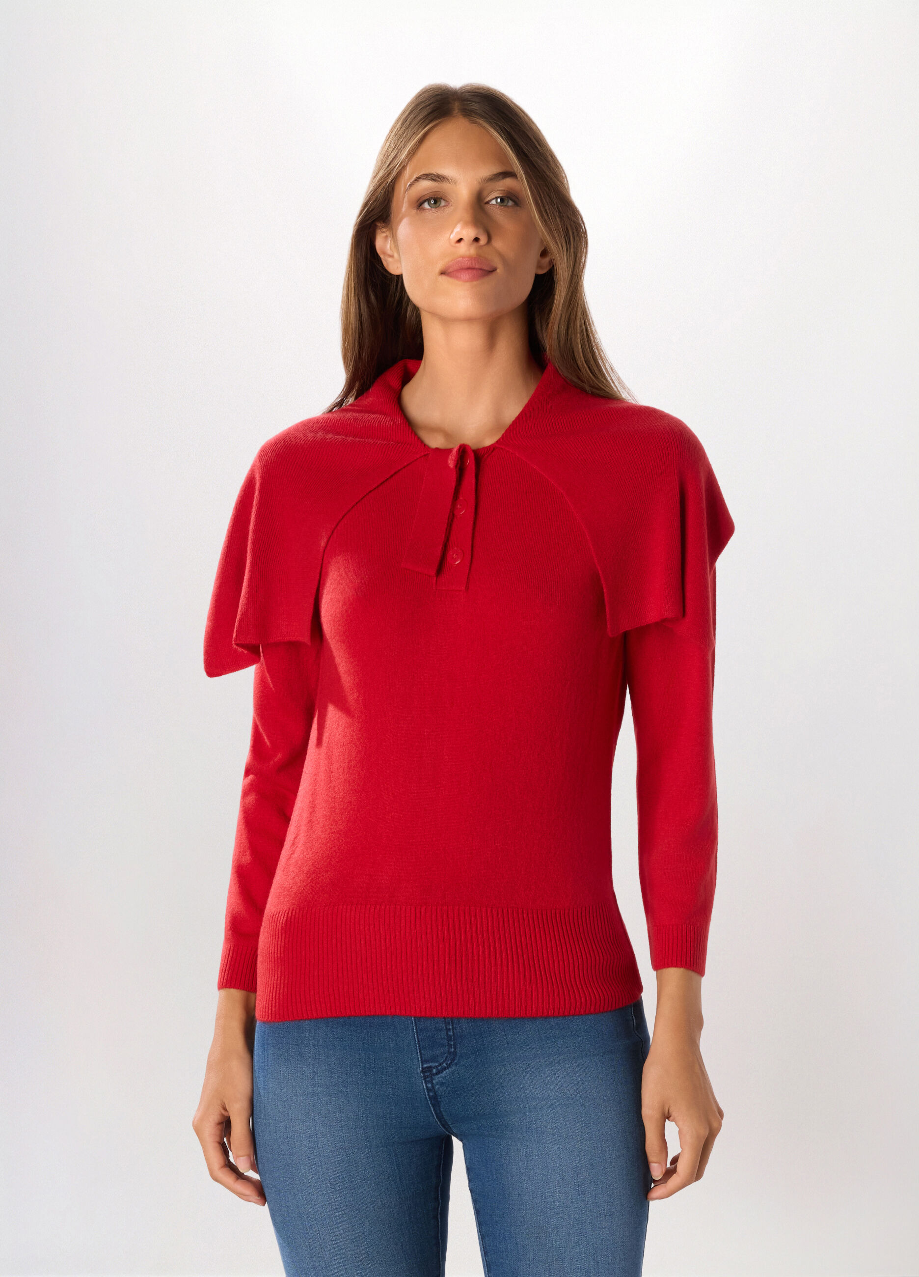 Pullover tricot con colletto donna_0