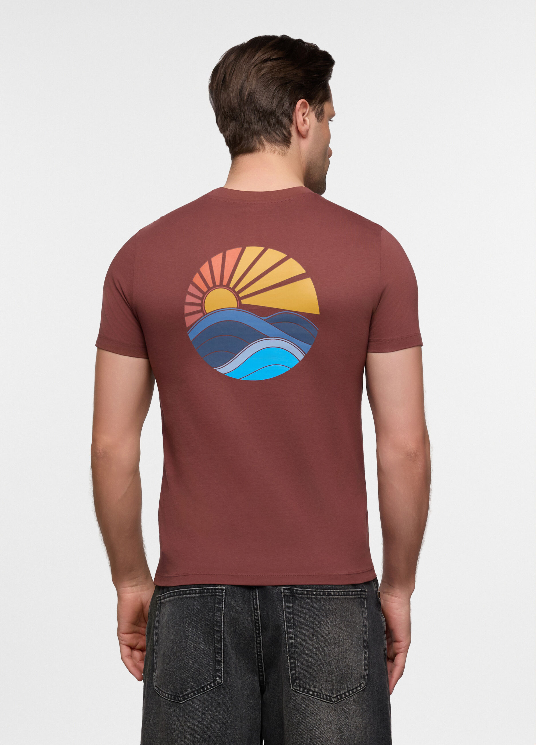 T-shirt in jersey con stampa sunset uomo_1