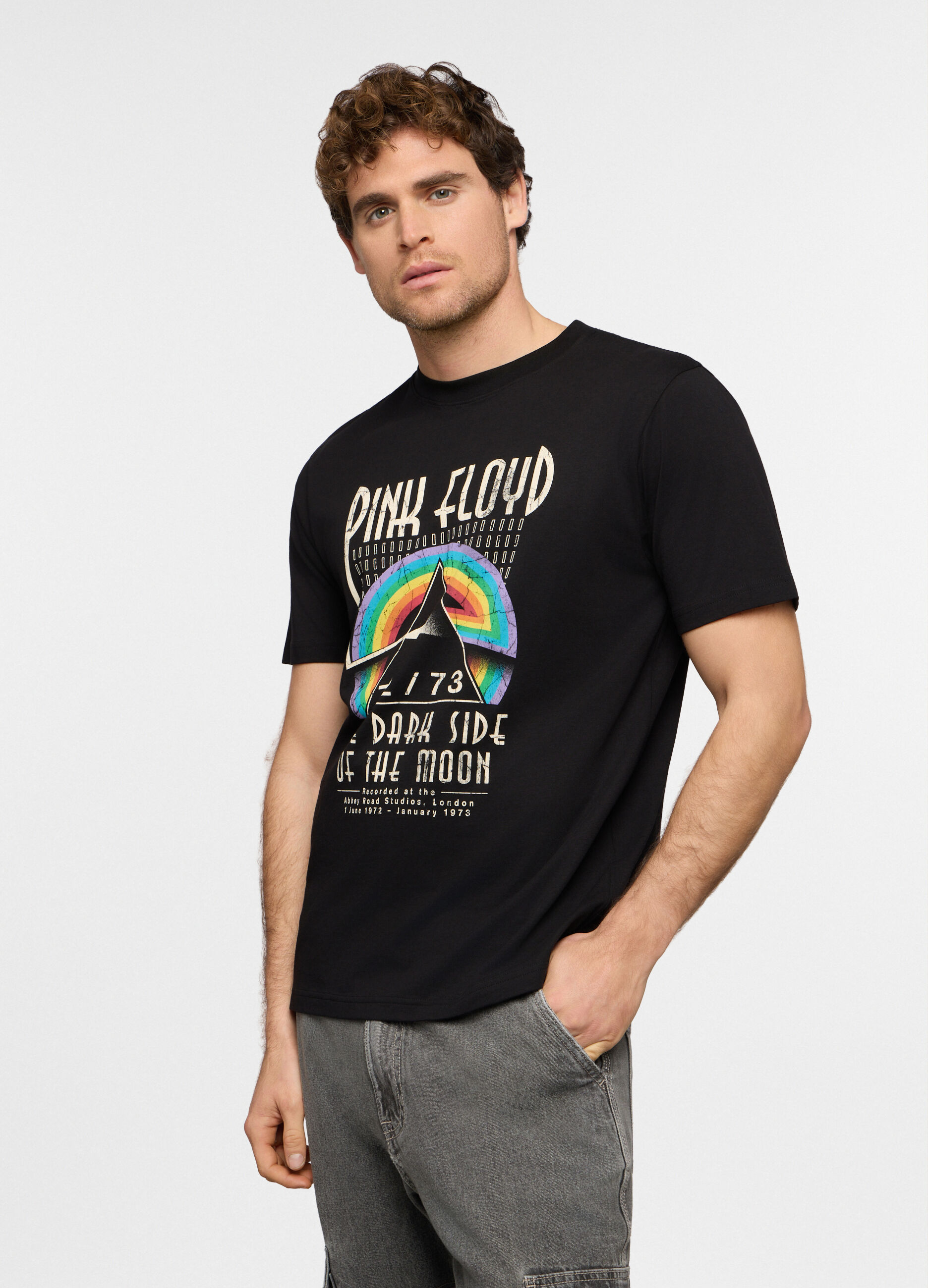 T-shirt girocollo con stampa The Dark Side of the Moon uomo_0