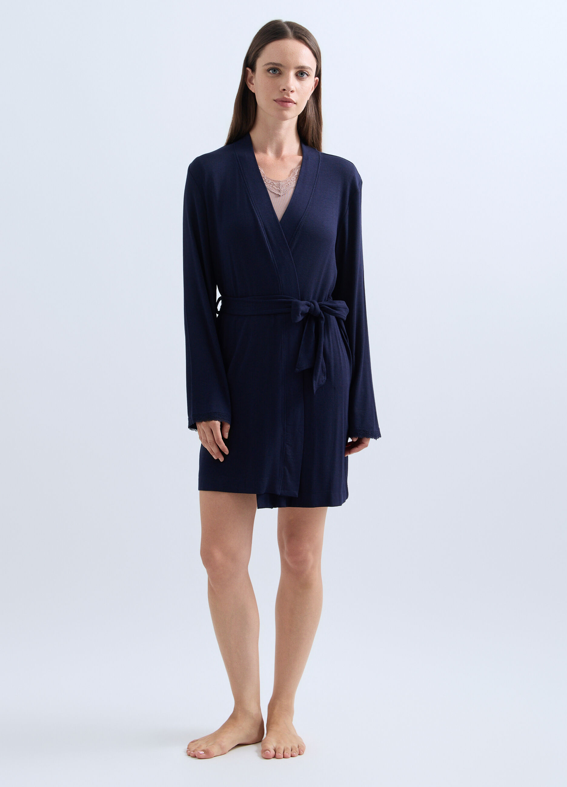 Vestaglia in costina di modal stretch donna_0