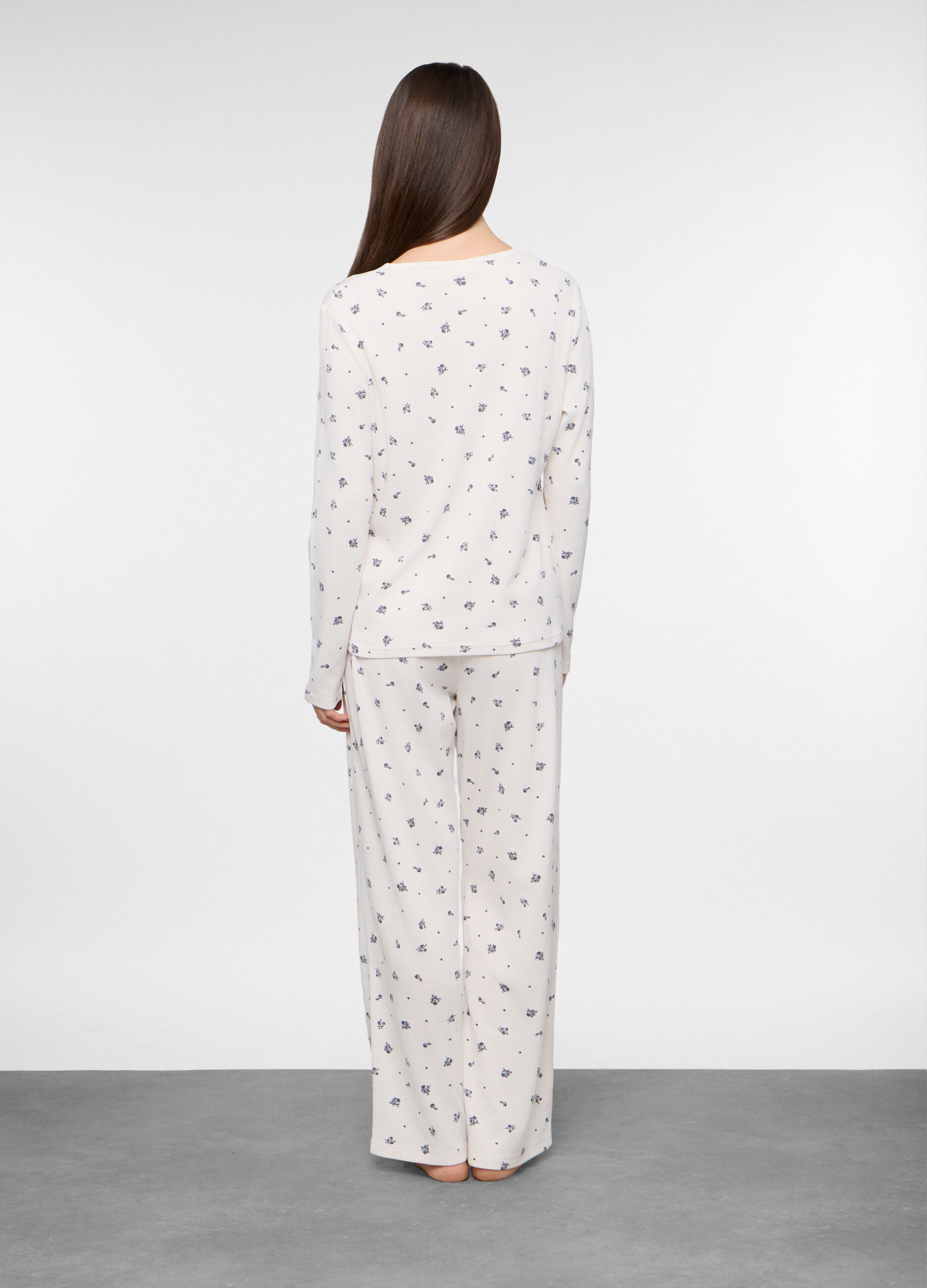 Set pigiama lungo in tessuto stretch donna_1