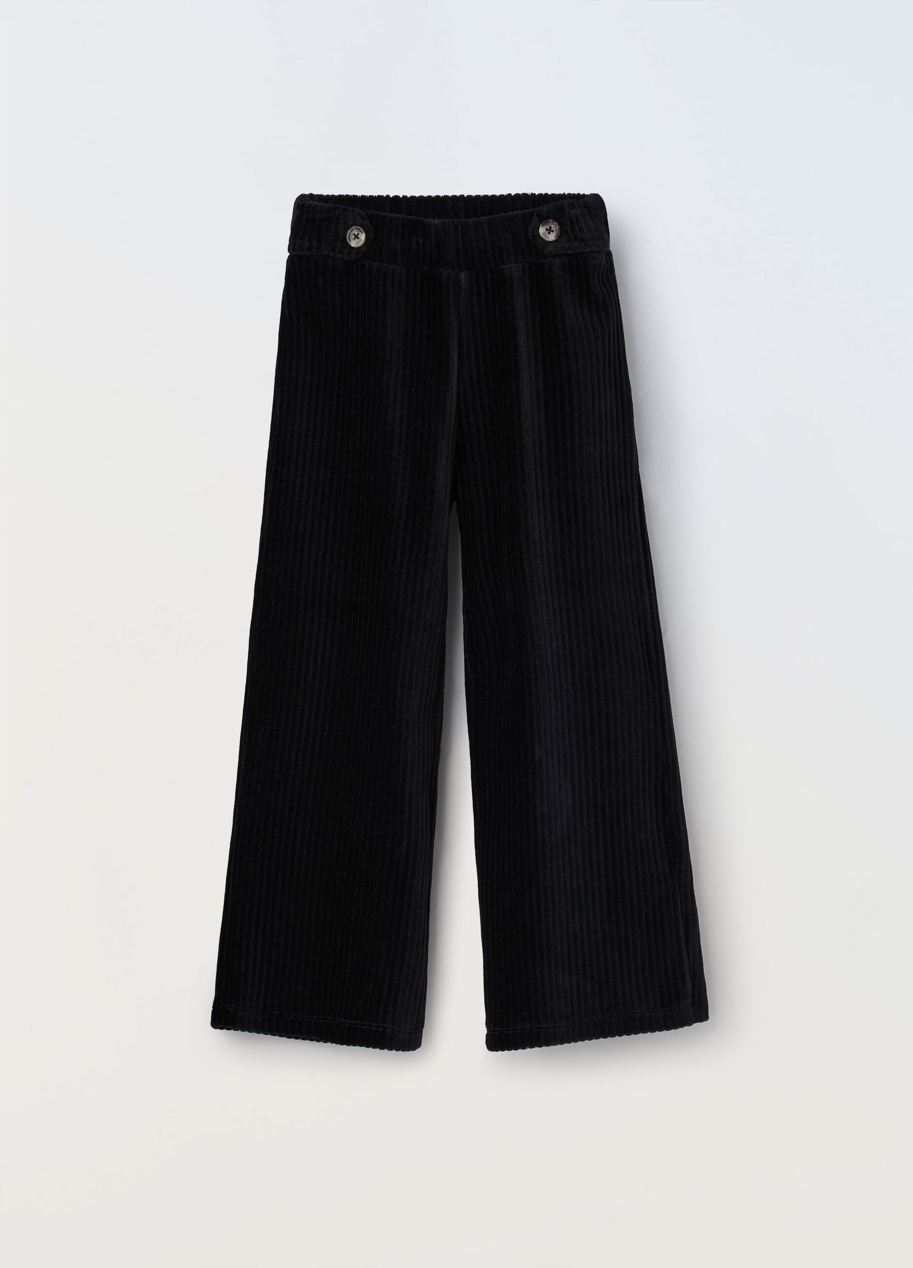 Pantaloni wide leg velour di misto cotone bambina_0