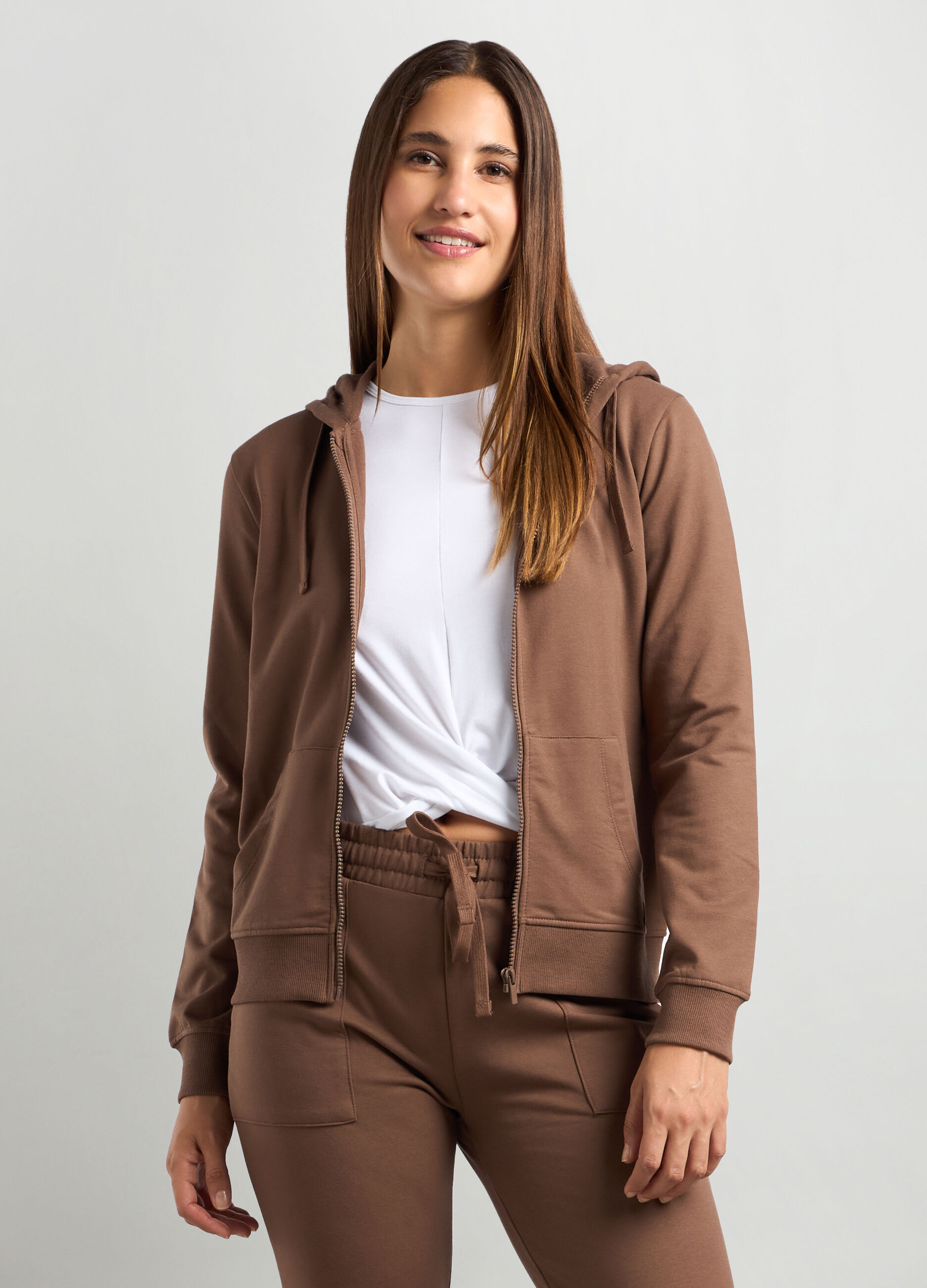 Felpa full zip con cappuccio donna_0